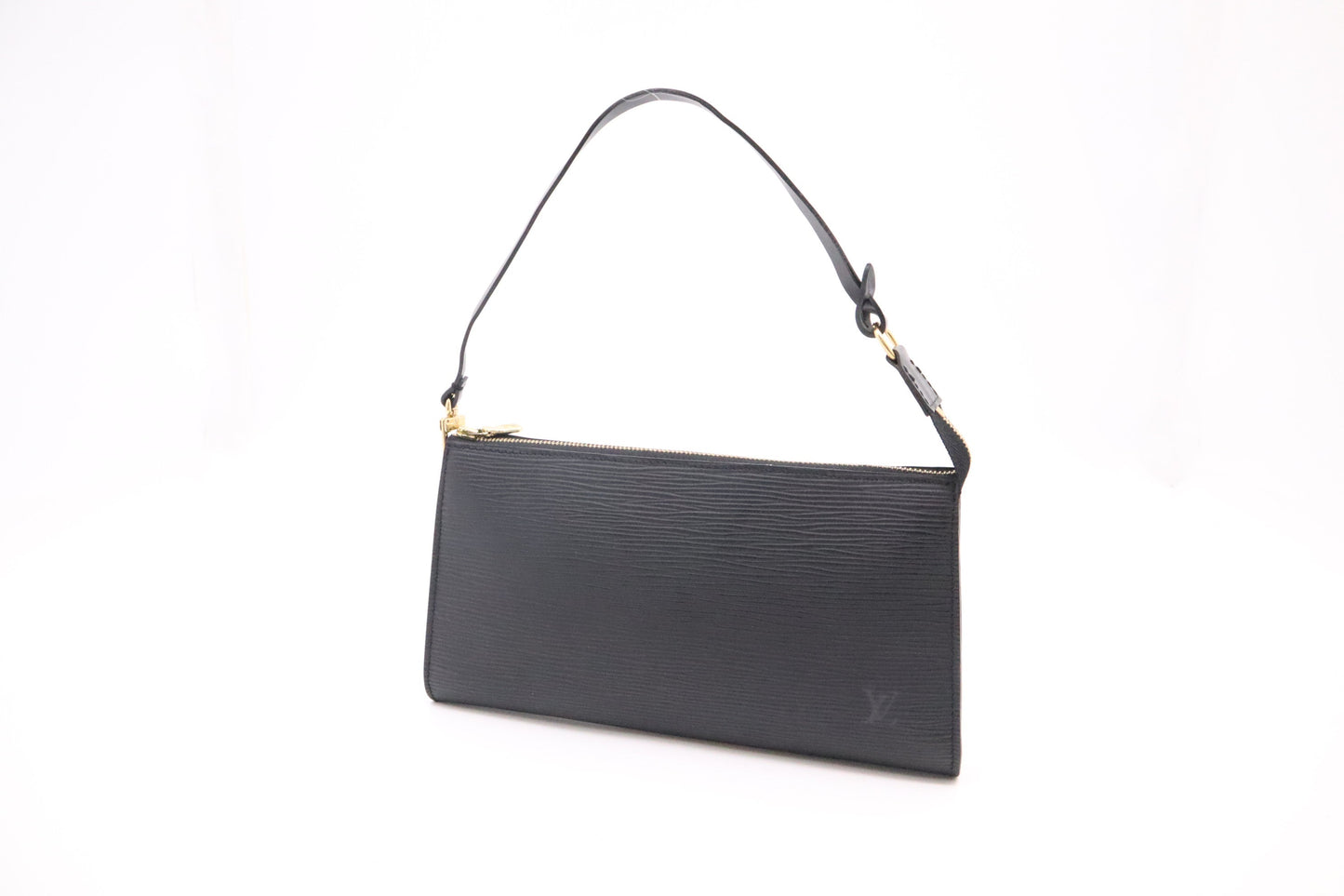 Louis Vuitton Pochette Accessoires Epi Leather Black Clutch Bag Black Leather