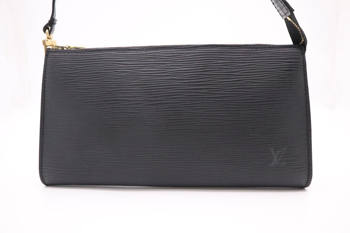 Louis Vuitton Pochette Accessoires Epi Leather Black Clutch Bag Black Leather