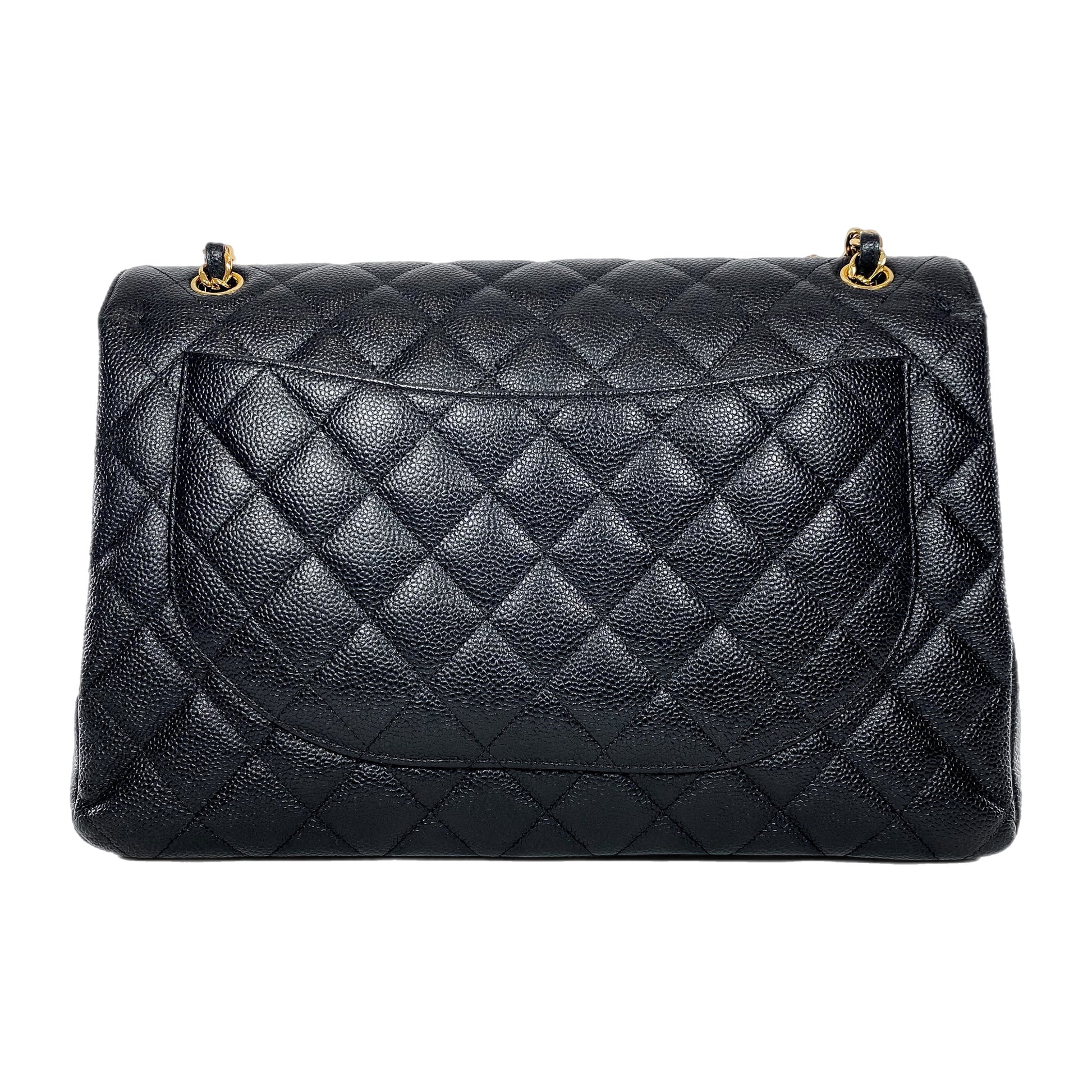 Chanel Black Quilted Caviar Maxi Double Flap Bag