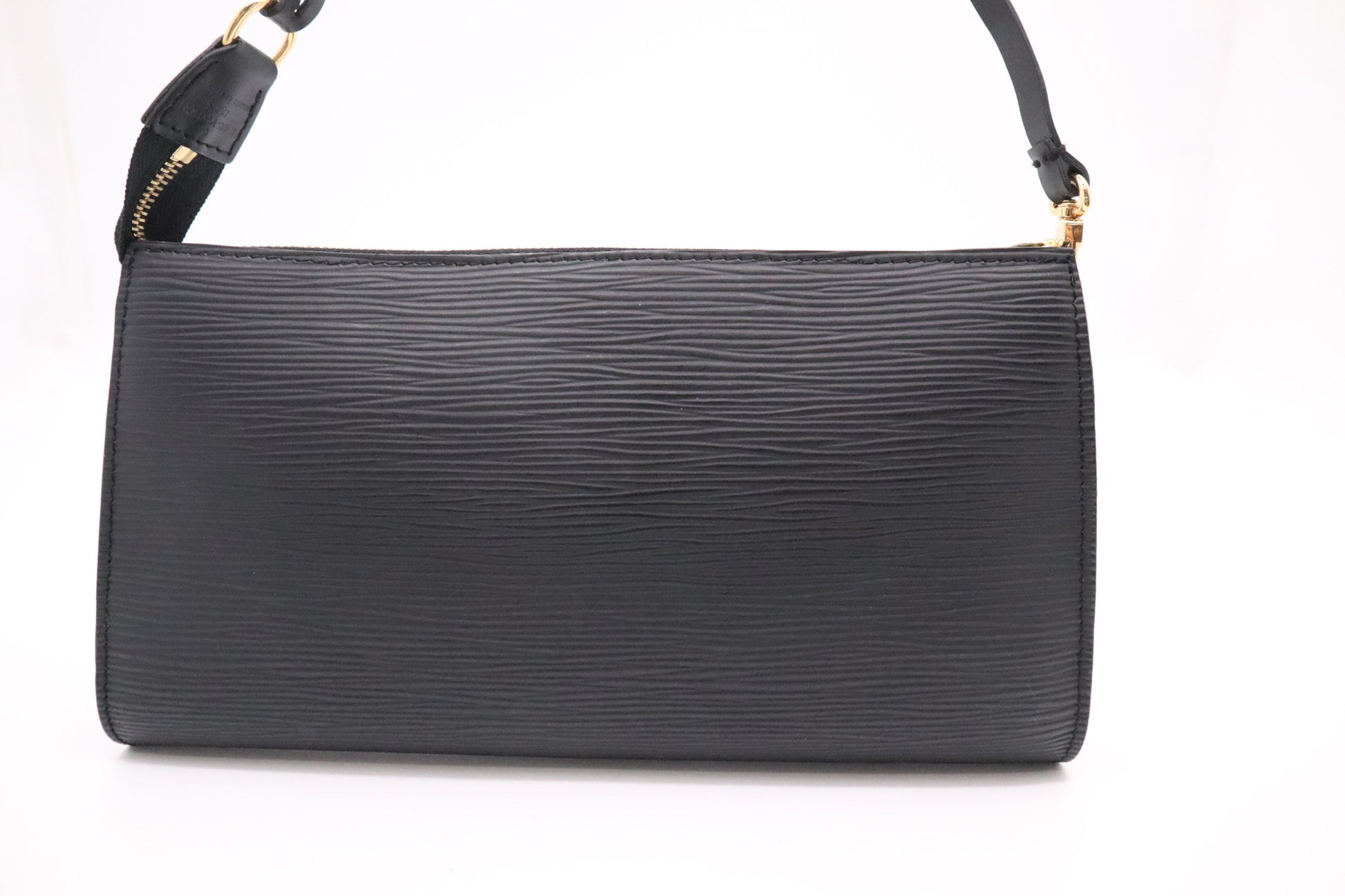 Louis Vuitton Pochette Accessoires Epi Leather Black Clutch Bag Black Leather