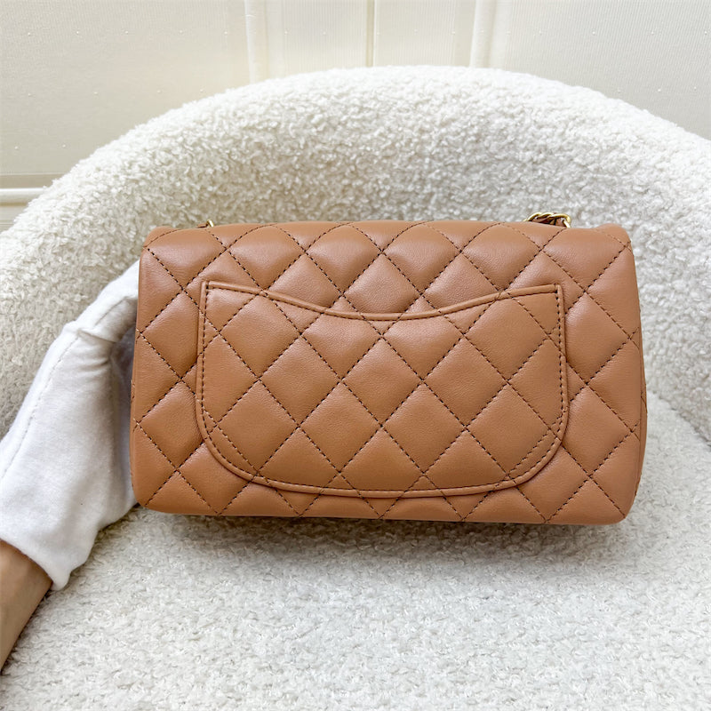 Chanel Pearl Crush Mini Rectangle Flap in 24K Caramel Lambskin AGHW (AS1787)