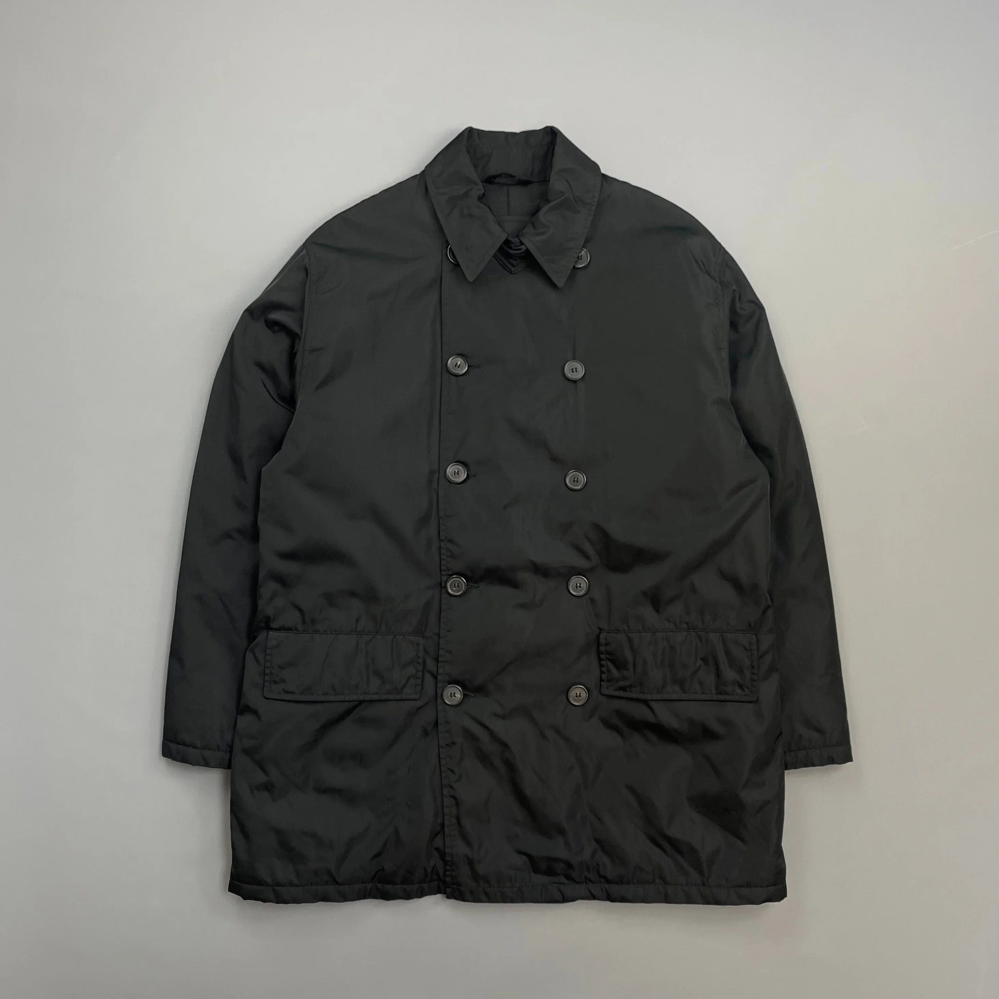 Prada Handbag Milano 90s Padded Button-Up Peacoat Nylon Black