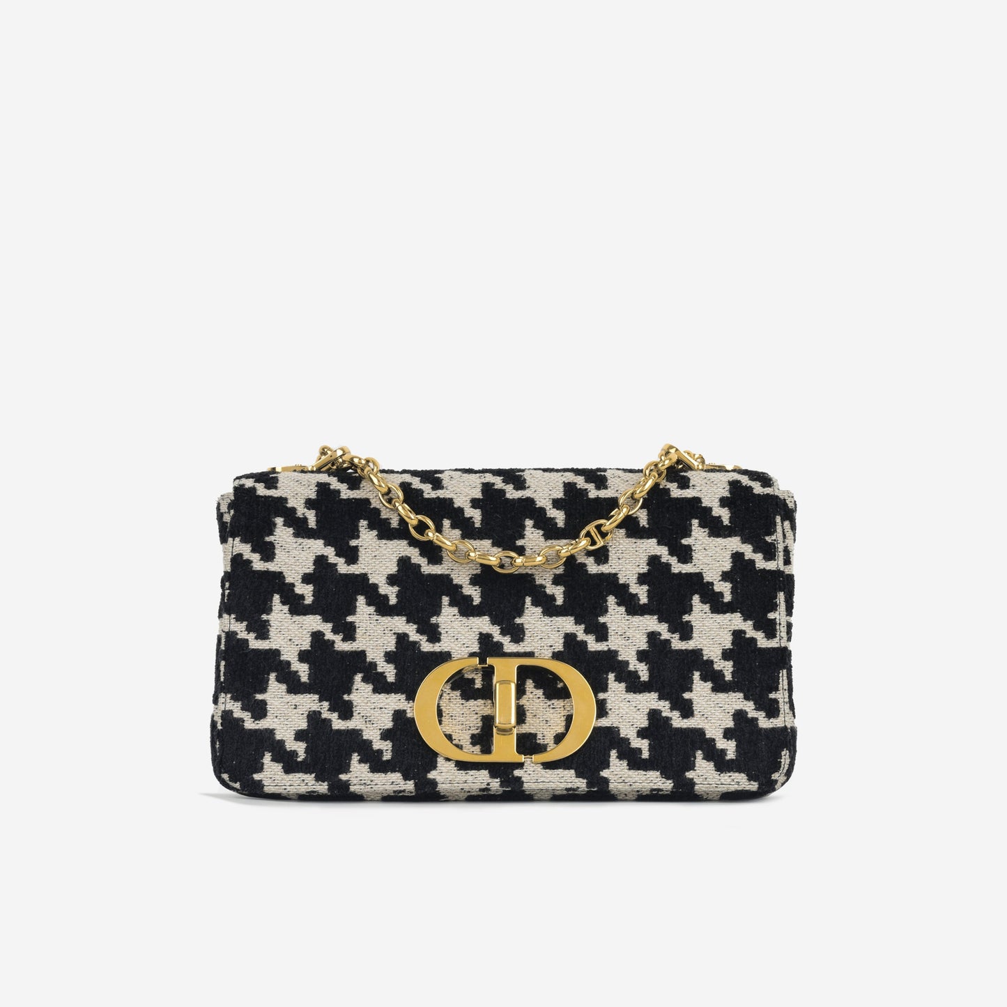 Dior Christian Caro Bag Medium Crossbody Bag White Houndsooth Tweed
