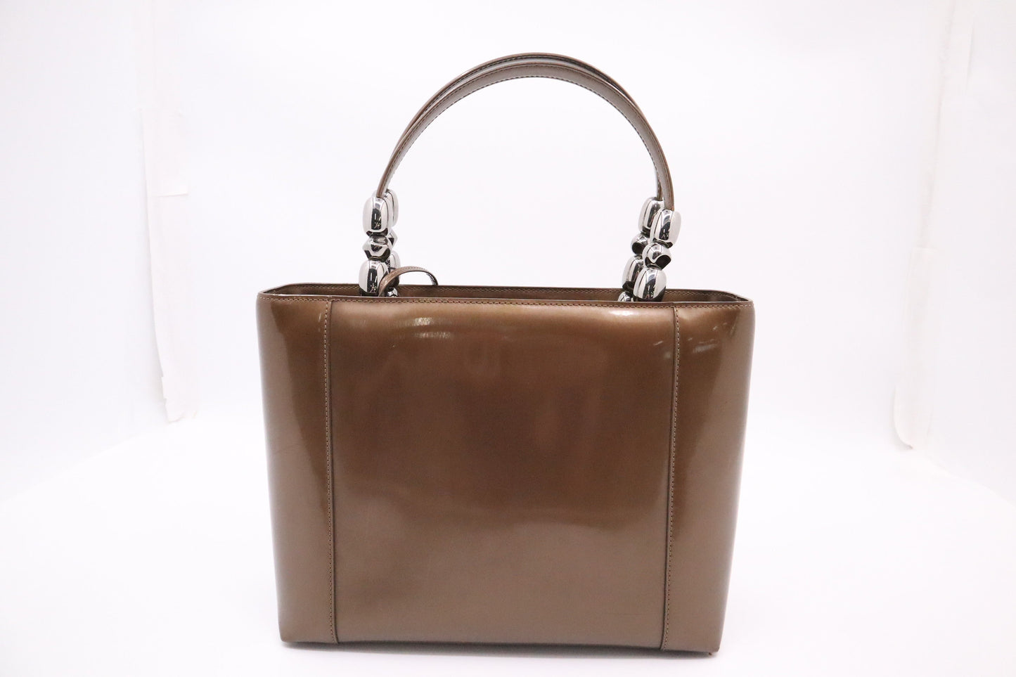 Dior Malice Shoulder Bag In Patent Leather Brown