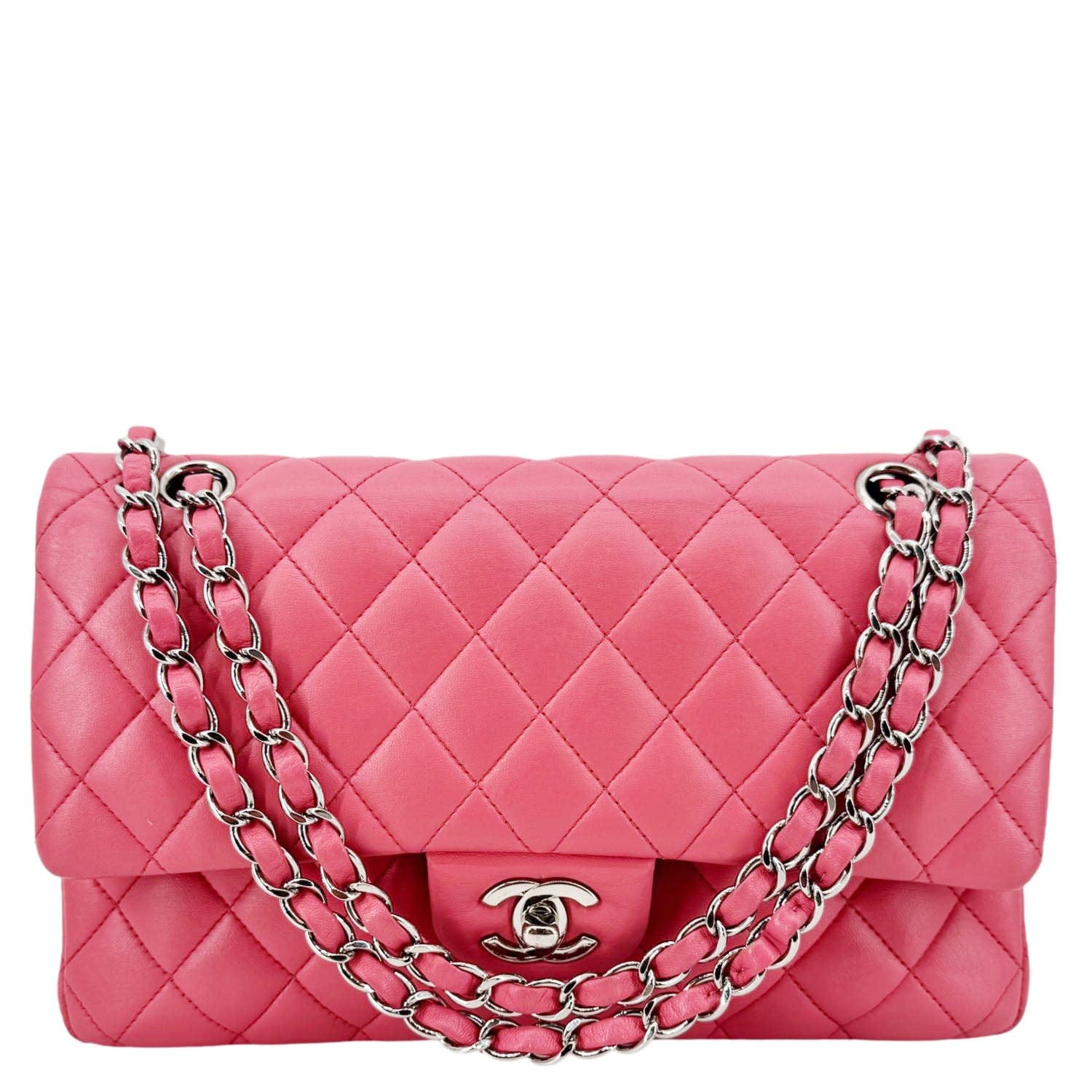 Chanel Classic Double Flap Quilted Salmon Leather Pink Travel Bag Salmon Pink