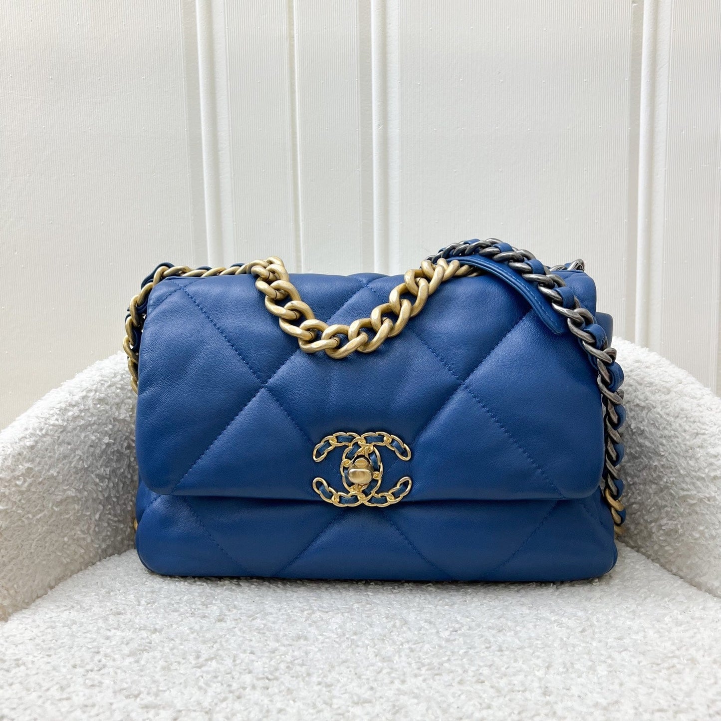 Chanel 19 Small Flap In 21C Blue Lambskin And 3-Tone Hardware Bag