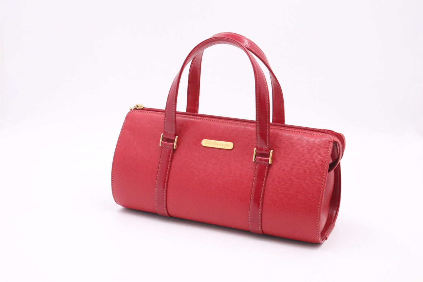 Burberry Barrel Bag In Leather Red Travel Bag