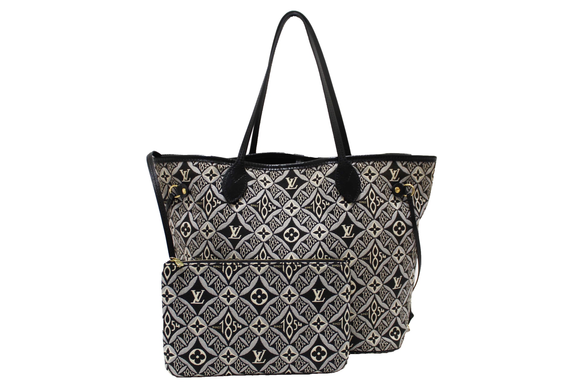 Louis Vuitton Grey Jacquard Since 1854 Neverfull MM Shoulder Tote Bag