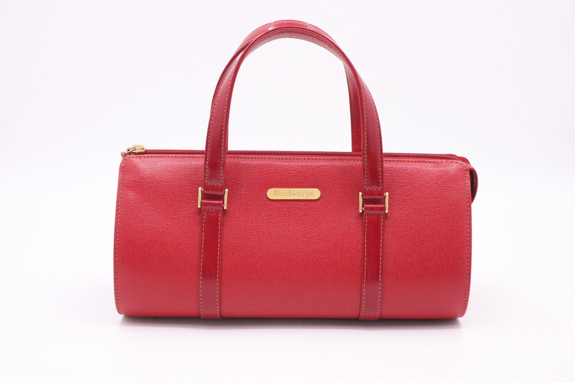 Burberry Barrel Bag In Leather Red Travel Bag