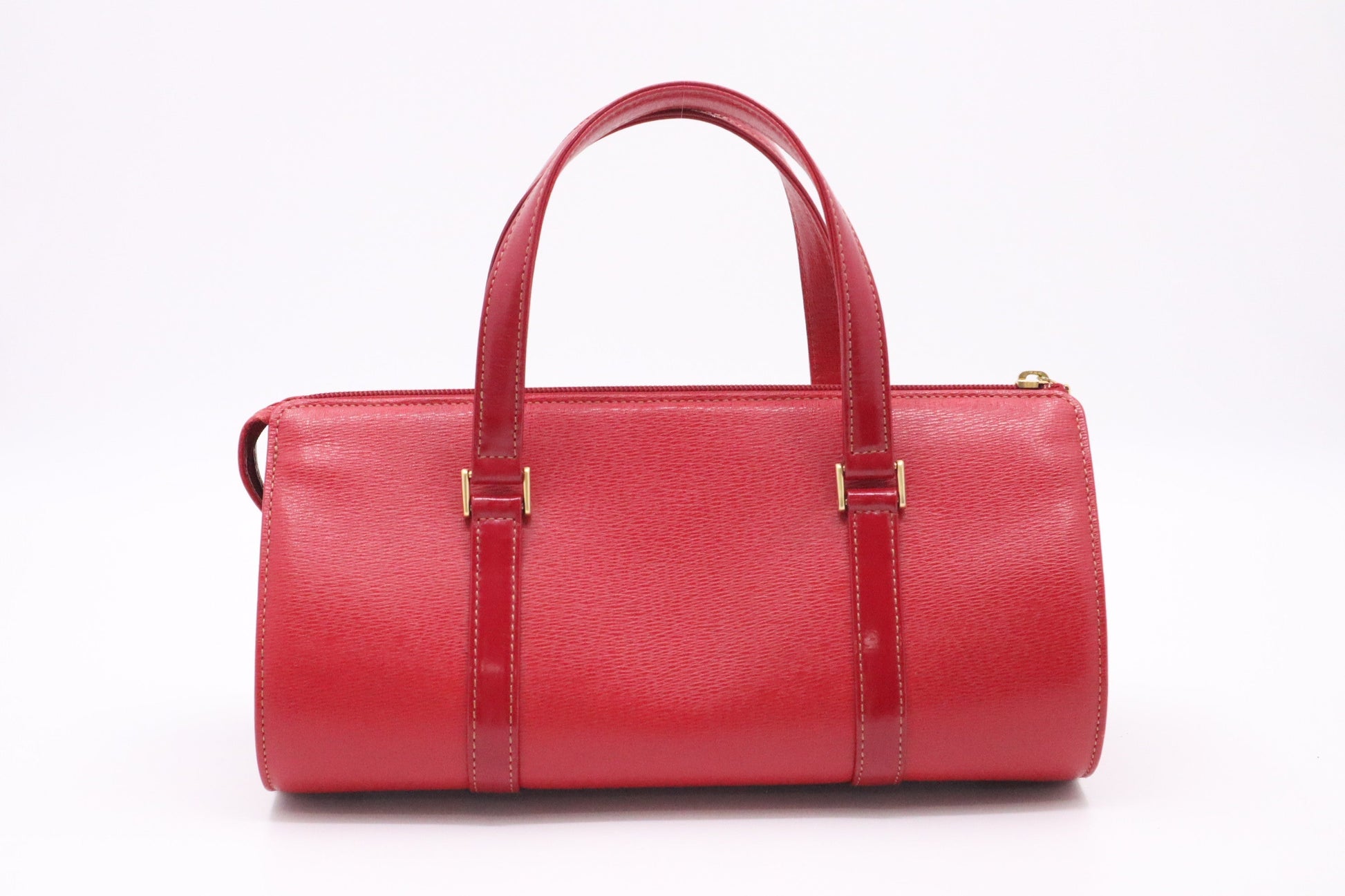 Burberry Barrel Bag In Leather Red Travel Bag