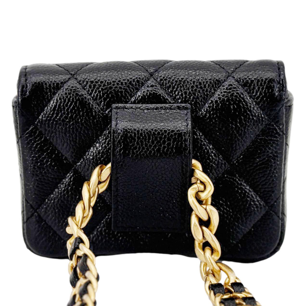 Chanel Sweetheart CC Quilted Caviar Belt Leather Black Bag Black