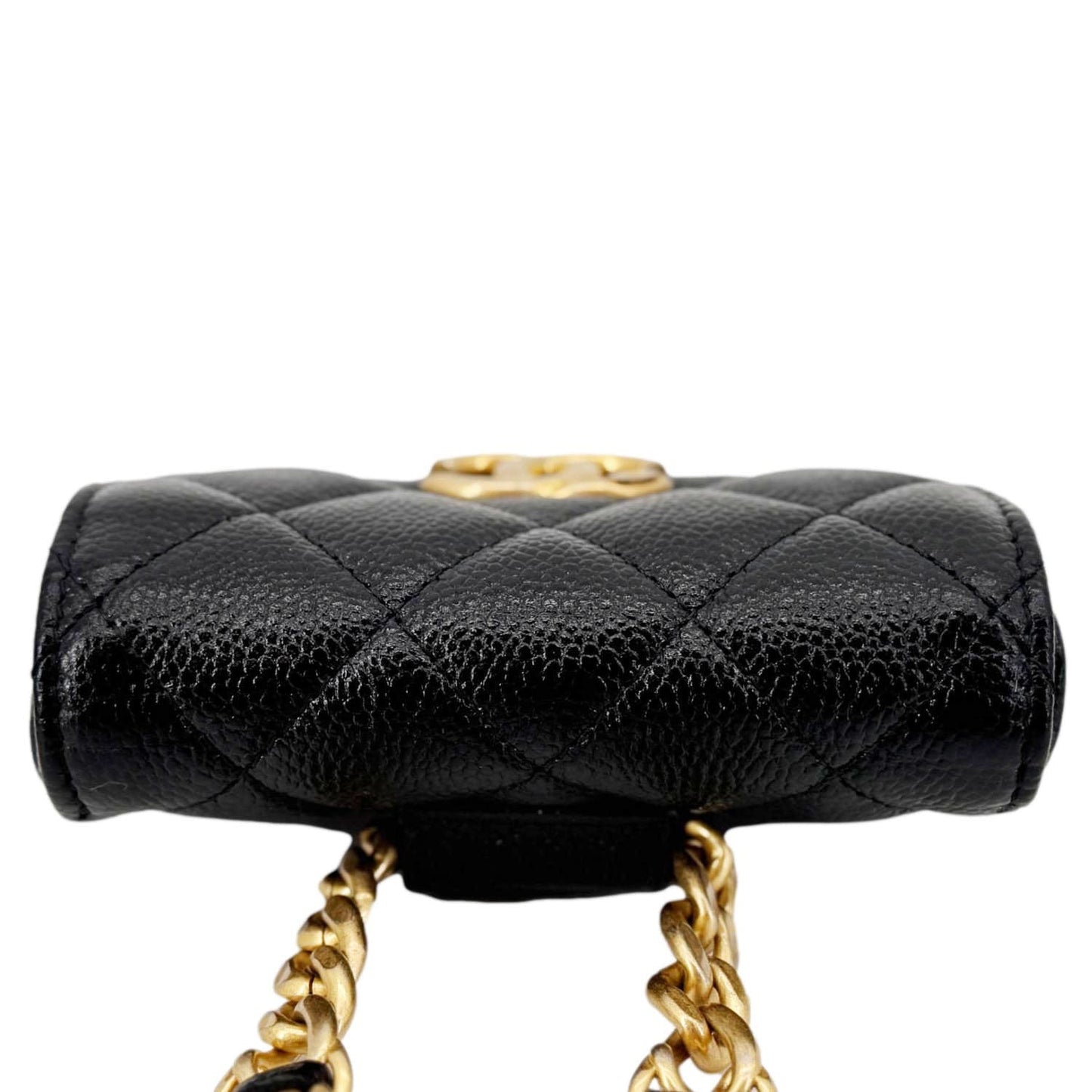 Chanel Sweetheart CC Quilted Caviar Belt Leather Black Bag Black