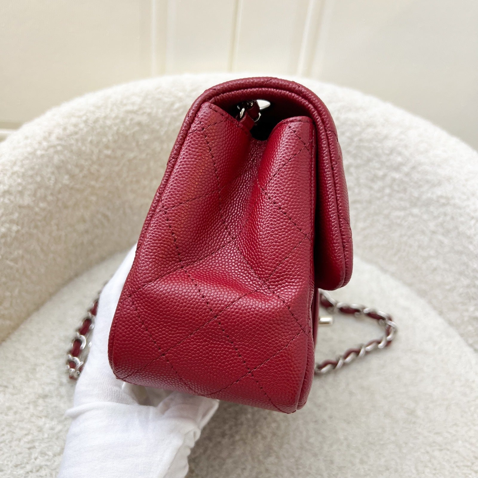 Chanel Classic Square Mini Flap In Red Caviar And Shw Bag