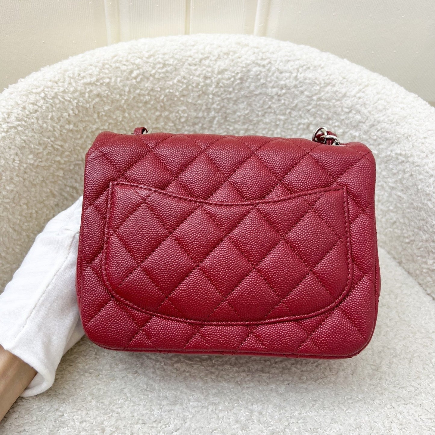 Chanel Classic Square Mini Flap In Red Caviar And Shw Bag