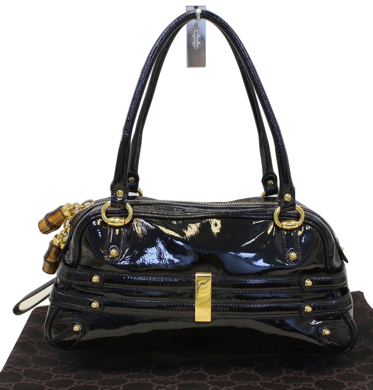 Gucci Patent Wave Boston Bag Leather Black Shoulder Bag