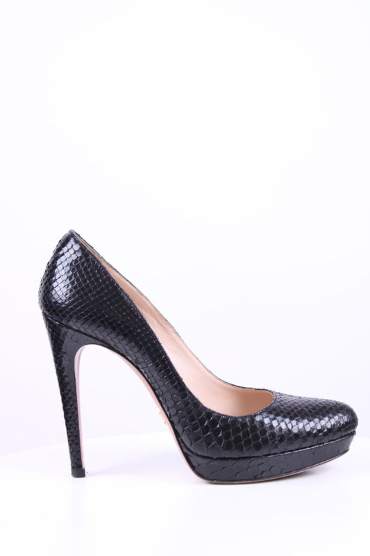 Prada Shoe Pump heels 39 Python Black Shoes