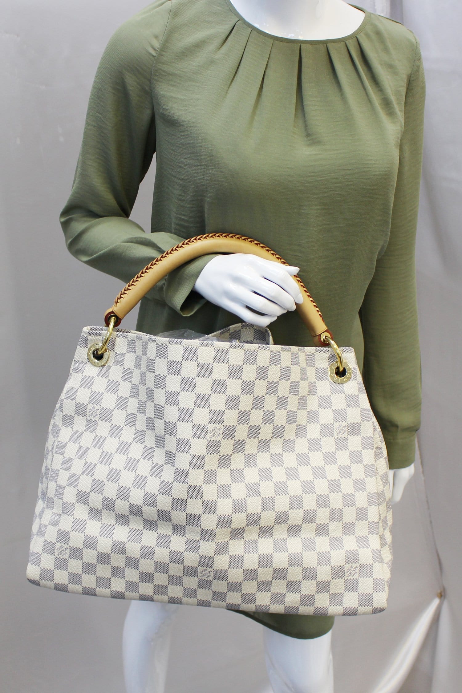 Louis Damier Azur Artsy Mm Shoulder Tote Shoulder Bag