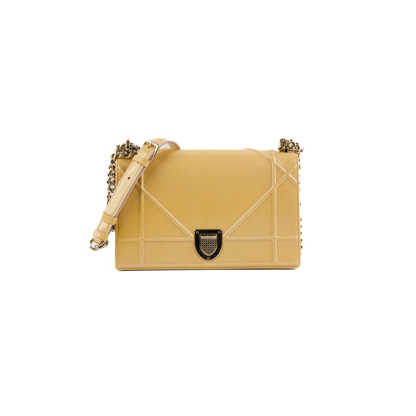 Dior Christian ama Shoulder Bag Patent Yellow Medium
