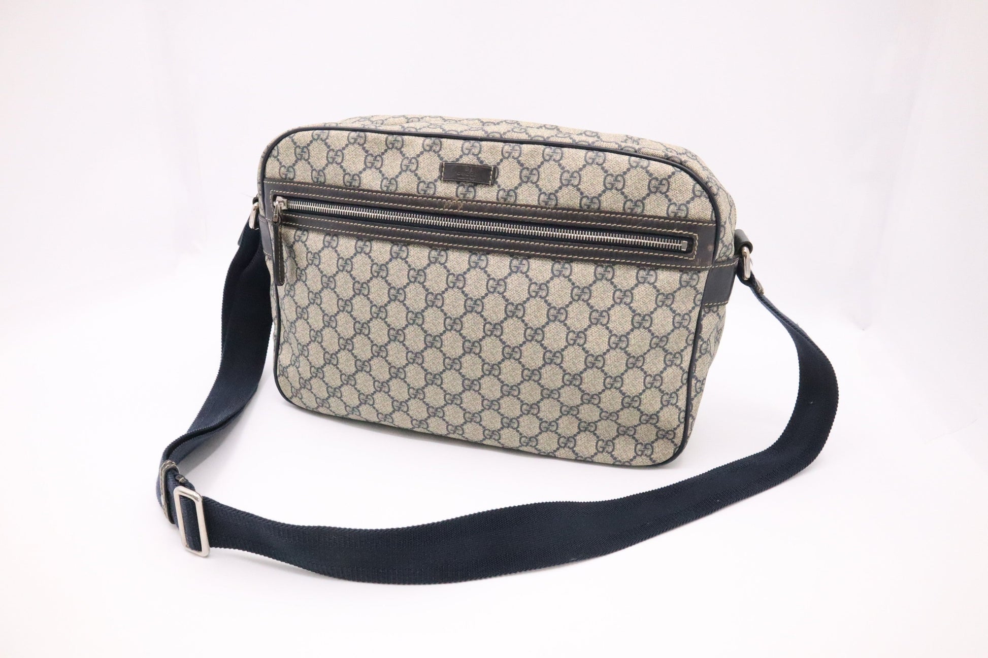 Gucci Messenger GG Supreme Canvas Blue Navy Messenger Bag