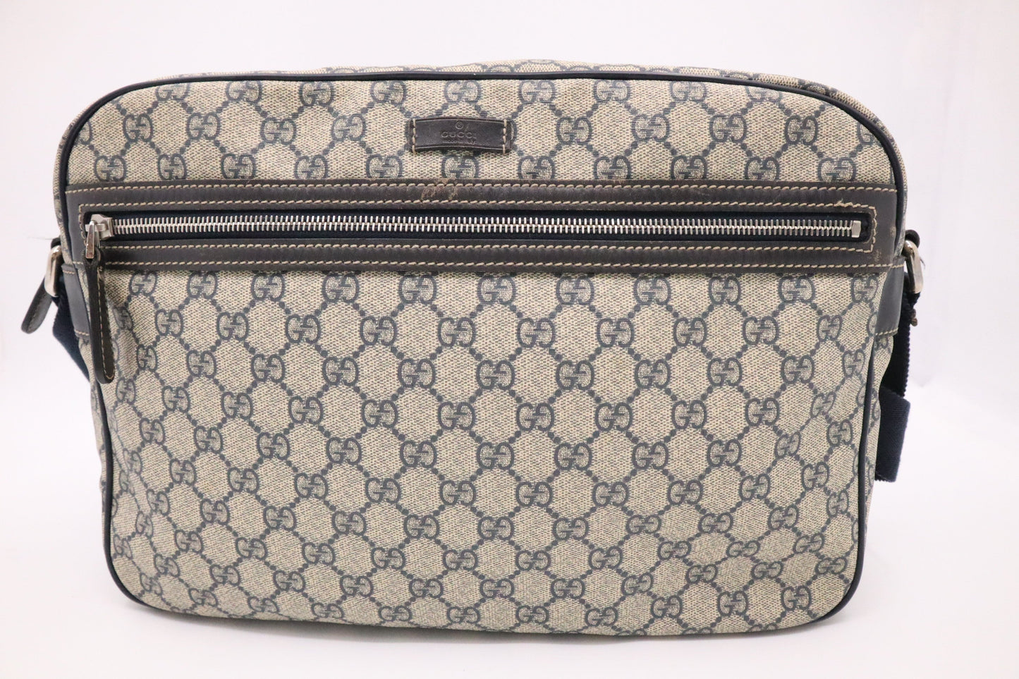 Gucci Messenger GG Supreme Canvas Blue Navy Messenger Bag