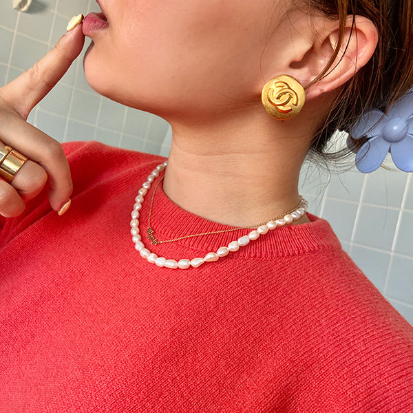 Chanel 1995 Made Round Cc Mark Earrings