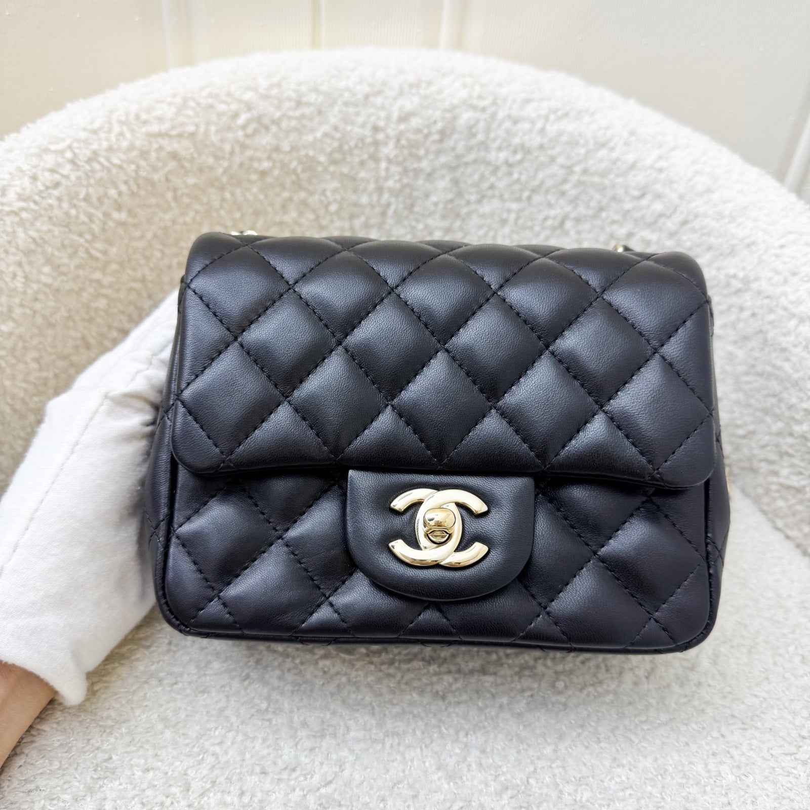 Chanel Classic Square Mini Flap In Black Lambskin And Lghw ( ) Bag