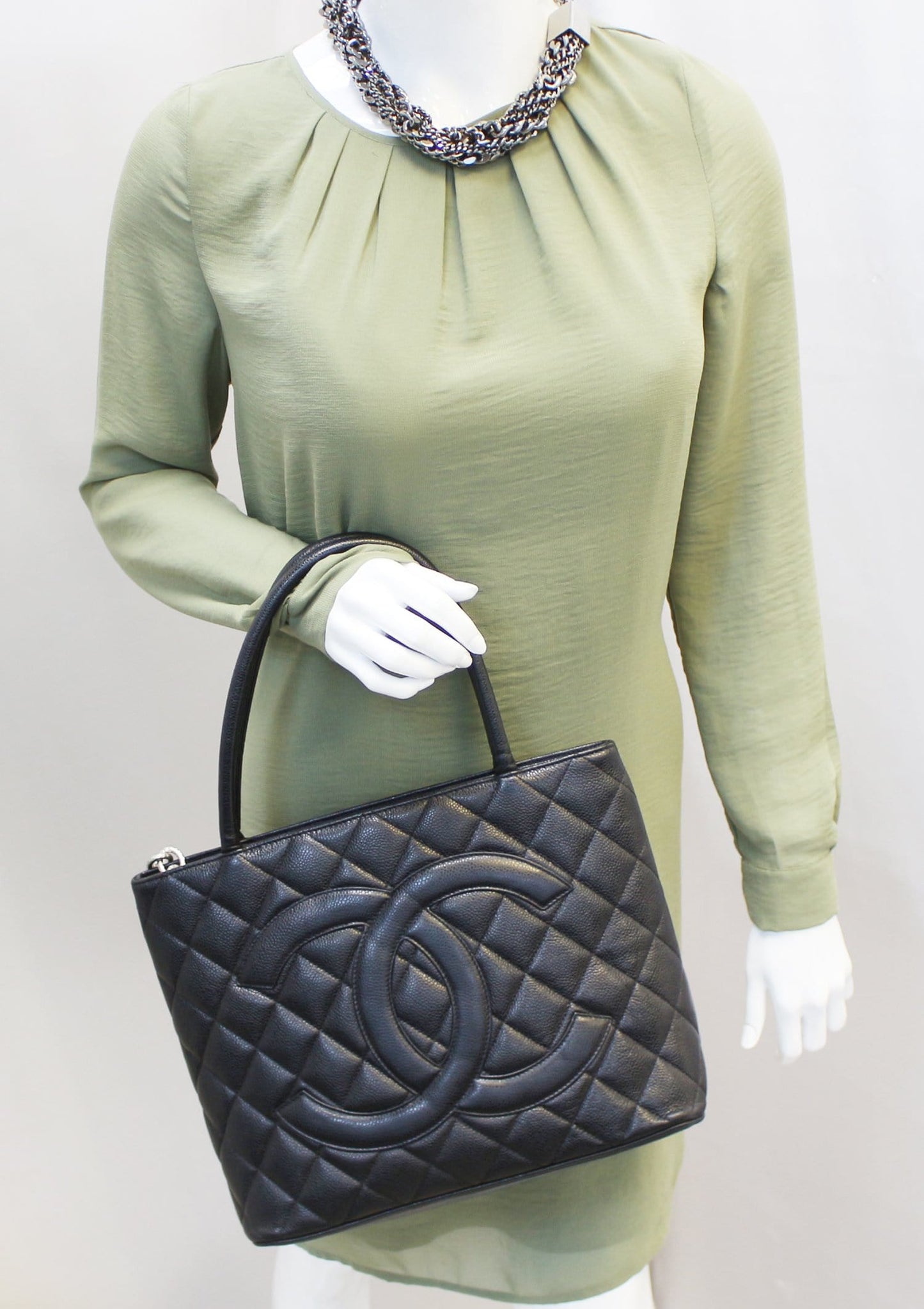 Chanel Caviar Medallion Tote Bag Leather Quilted