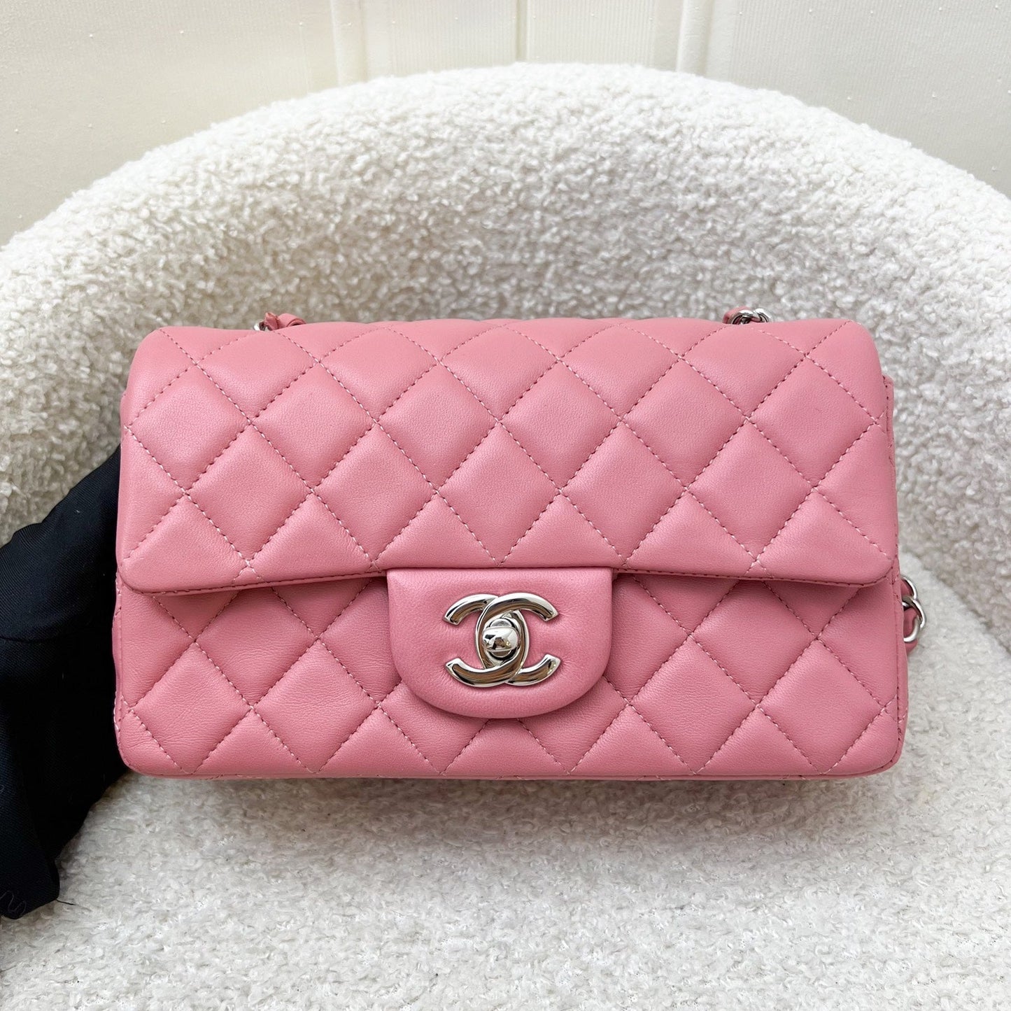 Chanel Classic Mini Rectangular Flap in Pink Lambskin and Shw Handbag