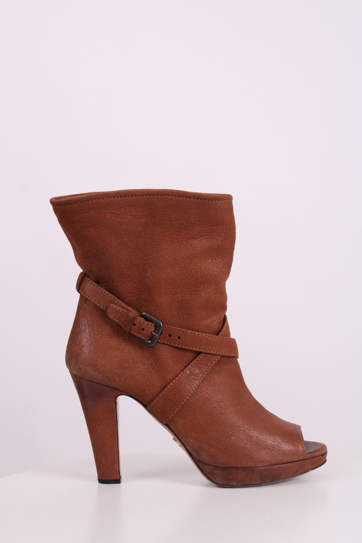 Prada Shoe Ankle High heel boots 38.5 Tan Shoes