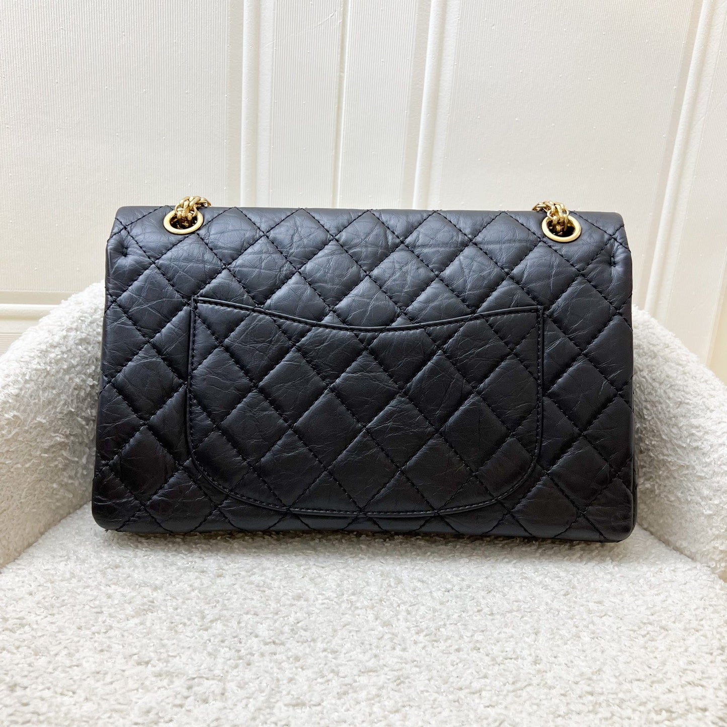 Chanel 2.55 Reissue Large 226 Flap In Black Distressed Calfskin And Aghw Bag