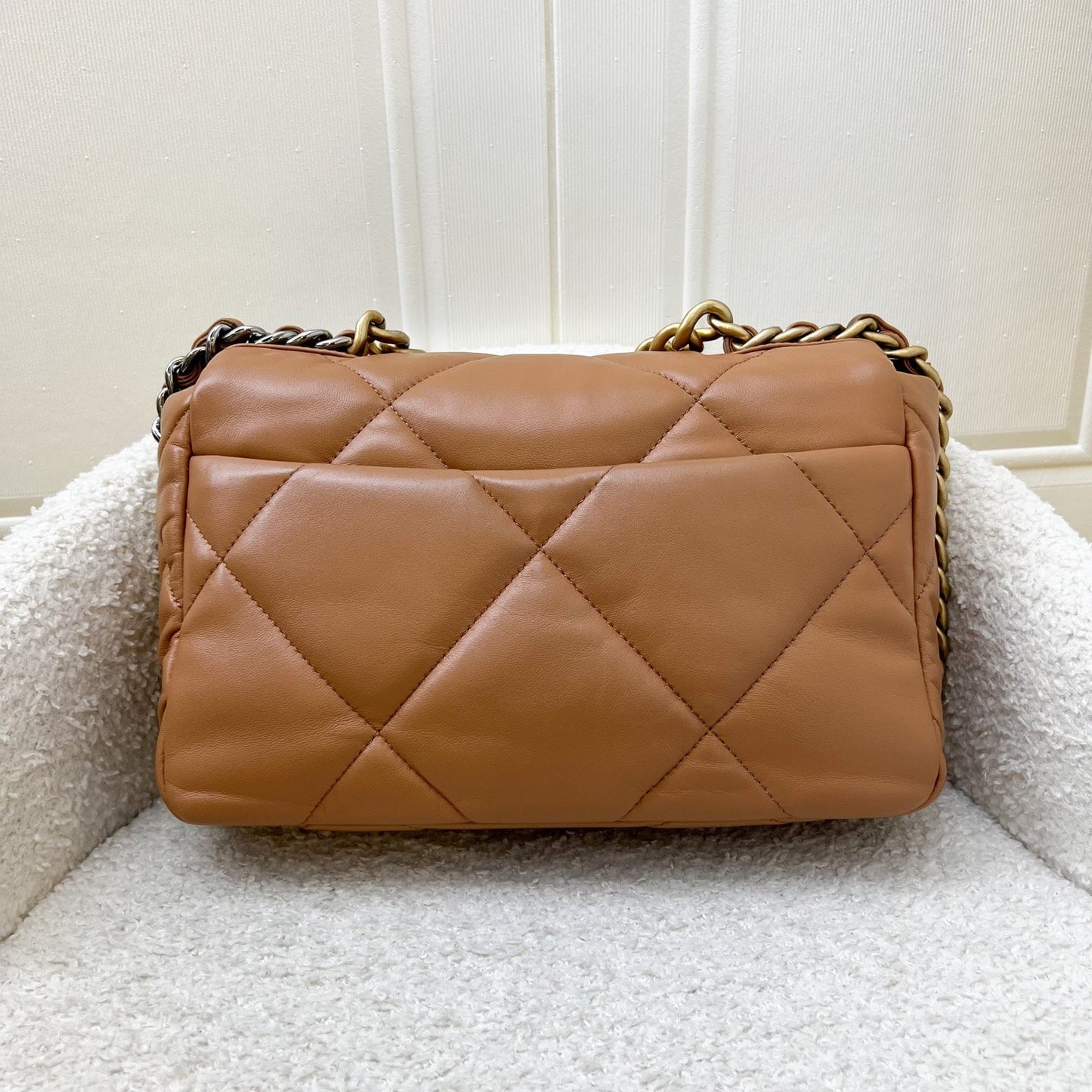 Chanel 19 Small Flap in 22S Caramel Lambskin and 3 Tone Hw ( ) Handbag