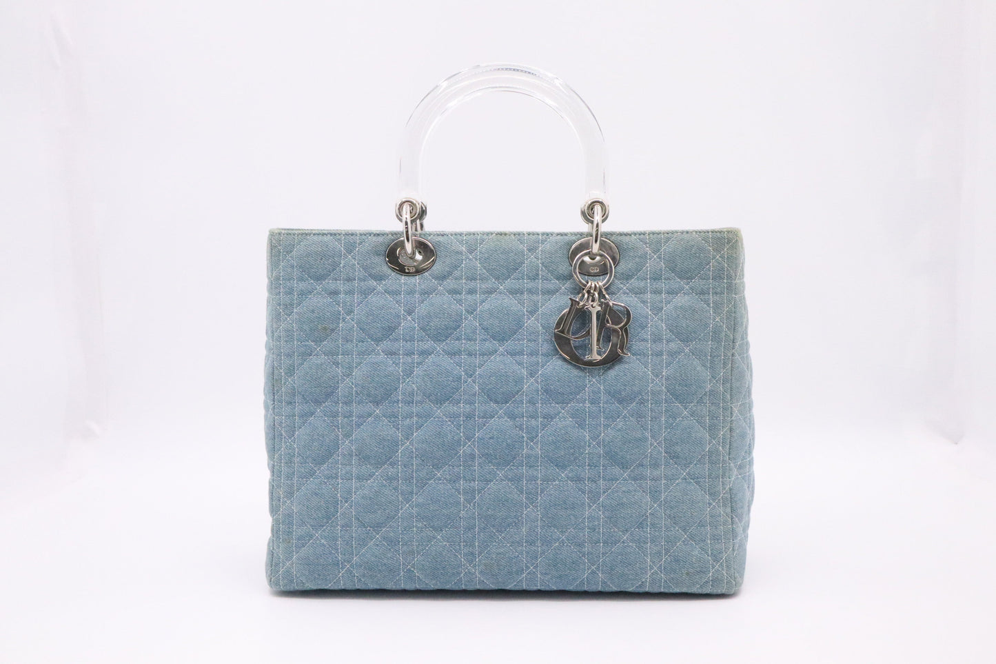 Dior Lady In Cannage Handbag Denim Large Travel Bag