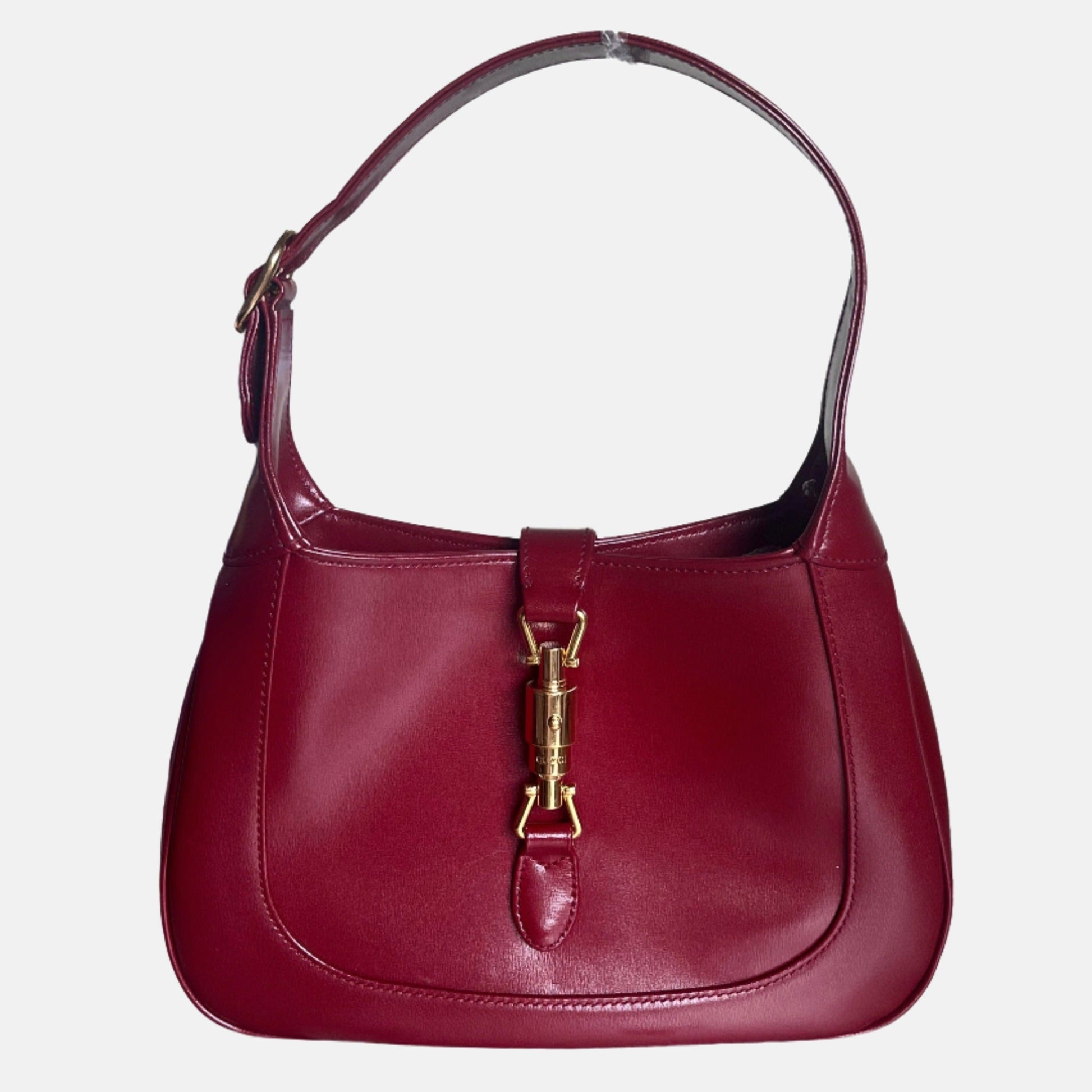 Gucci Jackie Burgundy Bag Small With Adjustable Strap Leather Red Travel Bag