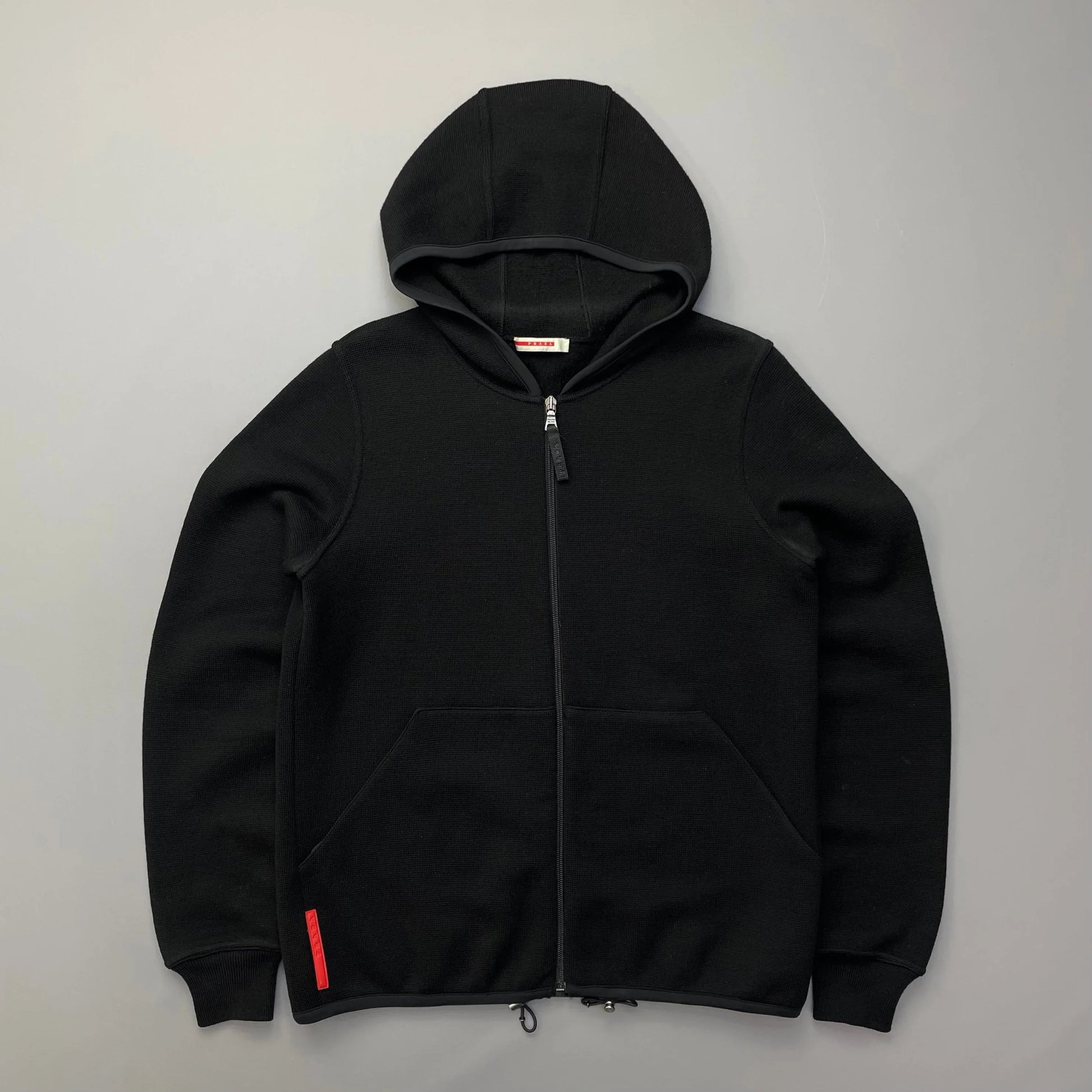 Prada Handbag Sport Wool Knit Hoodie Jacket Black