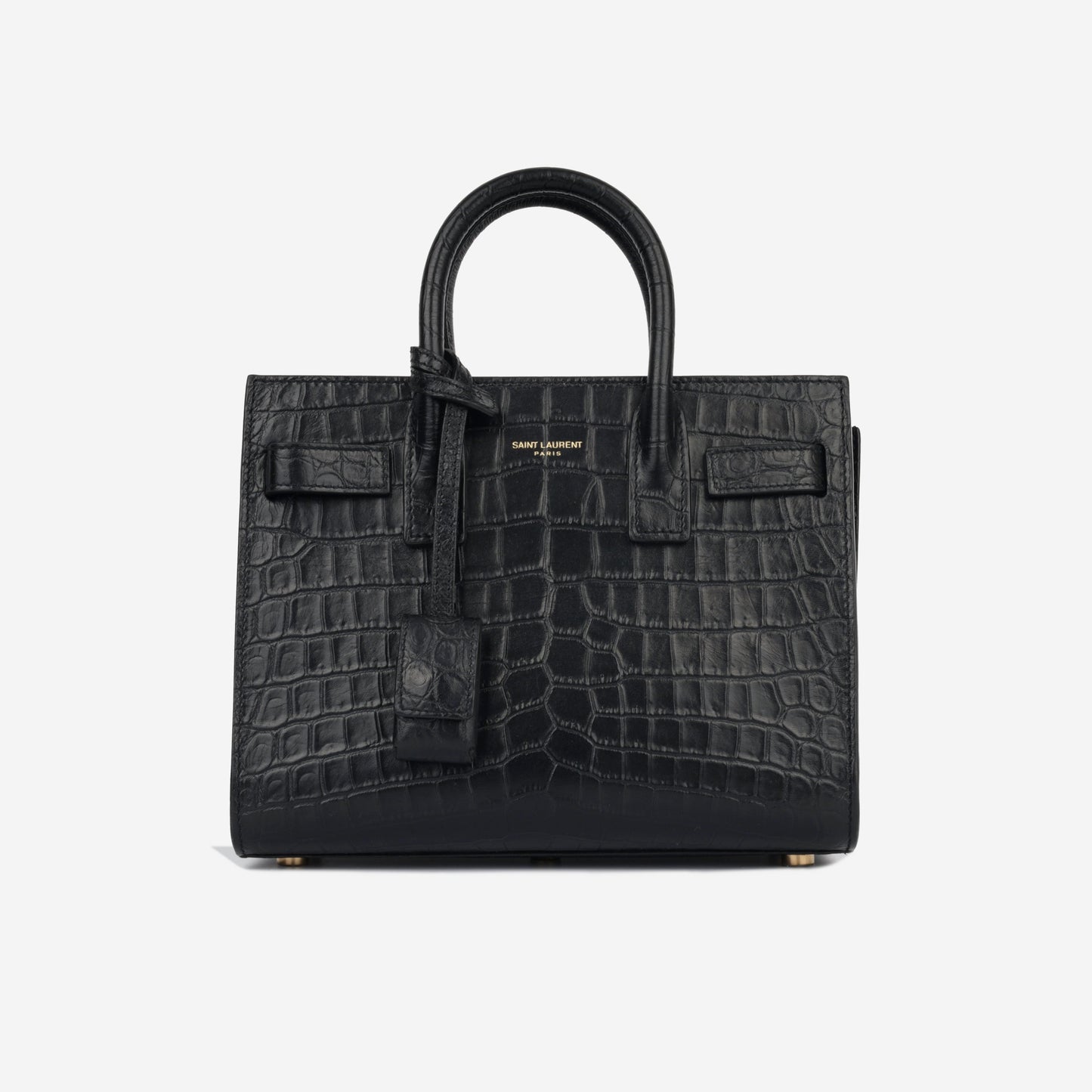 YSL Saint Laurent Nano Sac De Jour Croc Crossbody Bag Black