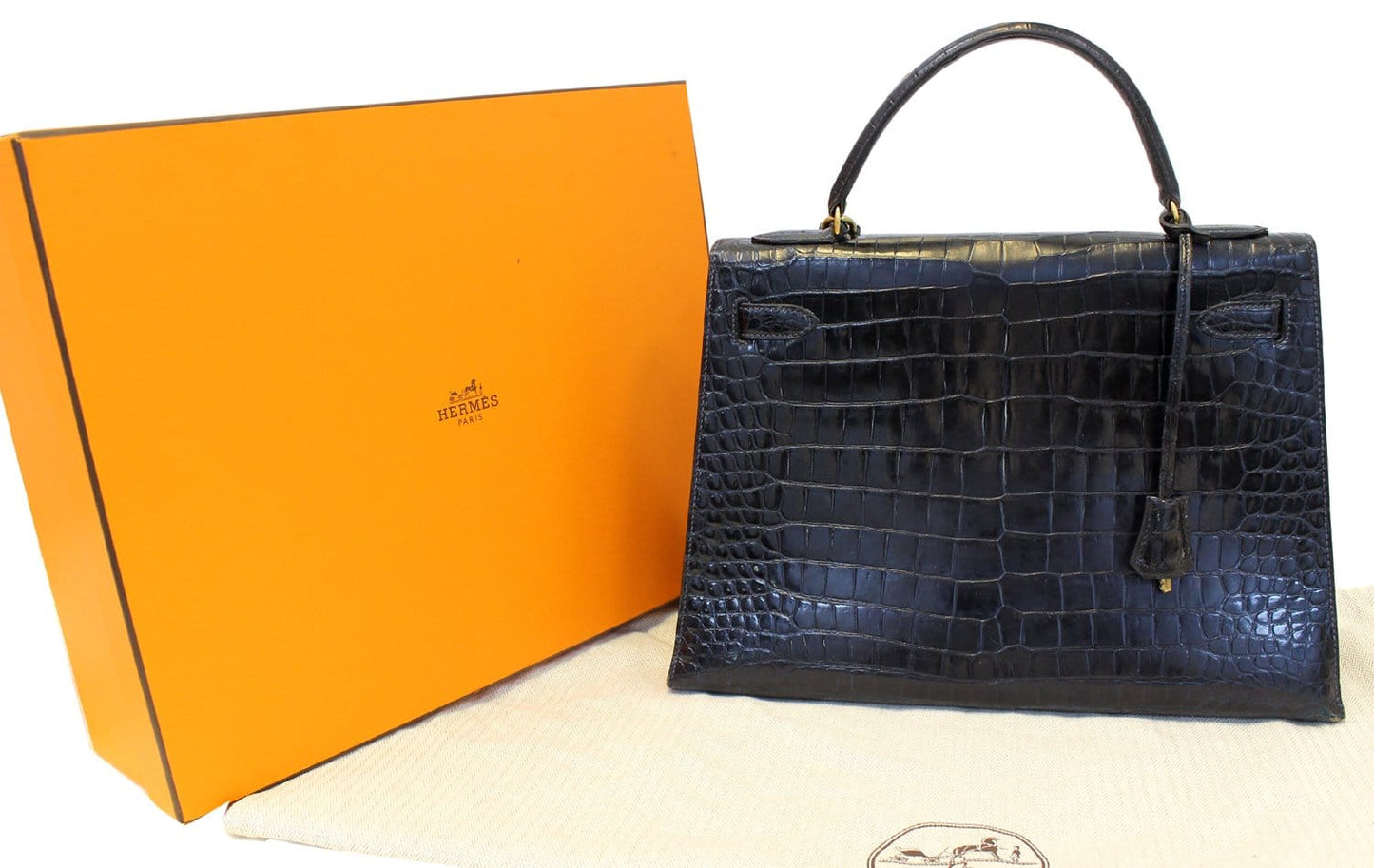 Hermes Kelly Alligator With Hardware Bag Black Gold Travel Bag