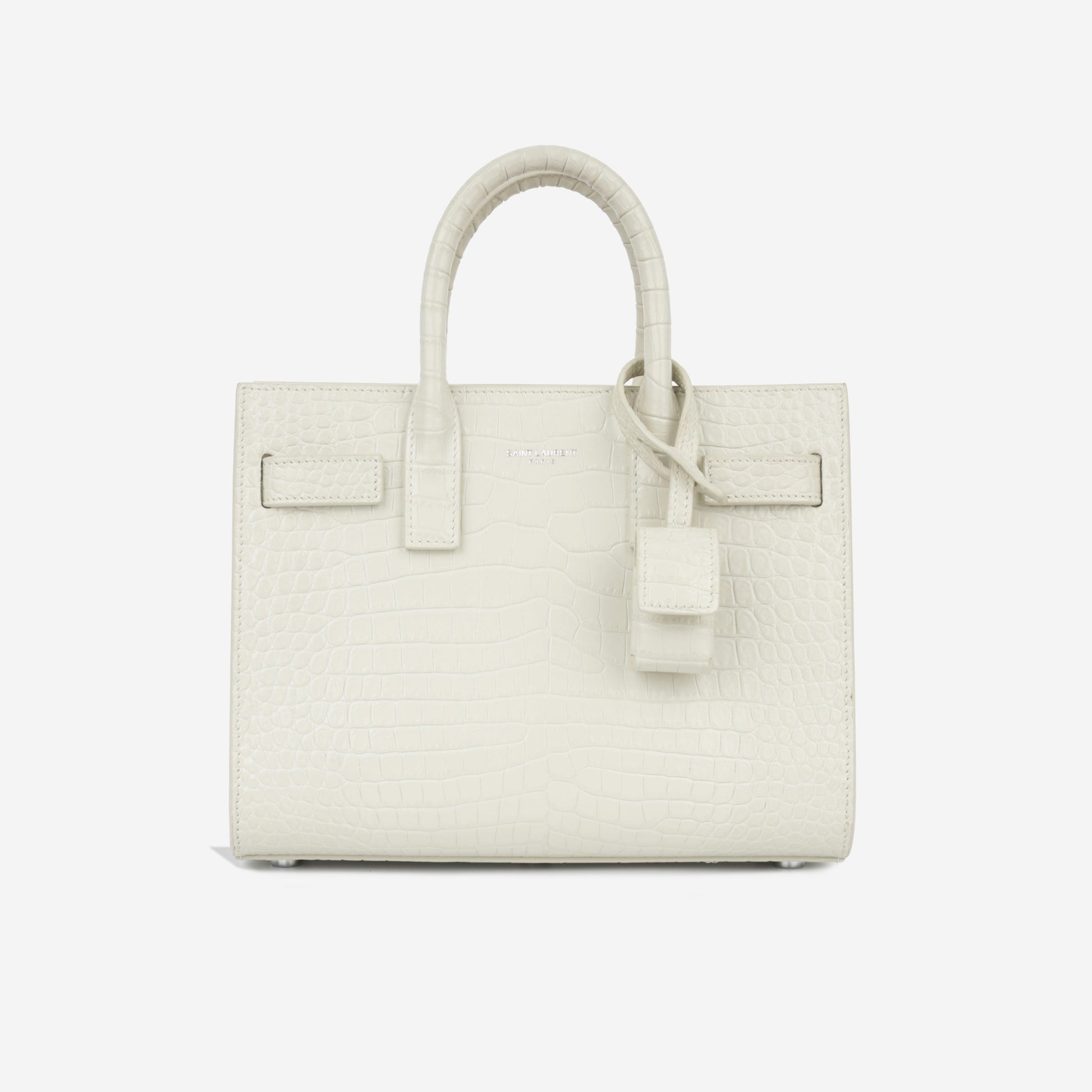 YSL Saint Laurent Nano Sac De Jour Crossbody Bag Jour White Croc