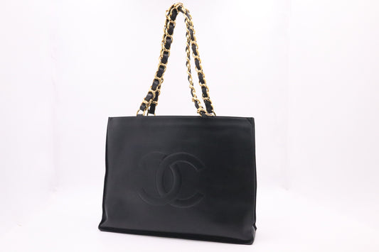 Chanel Black Leather Tote Bag Black Leather