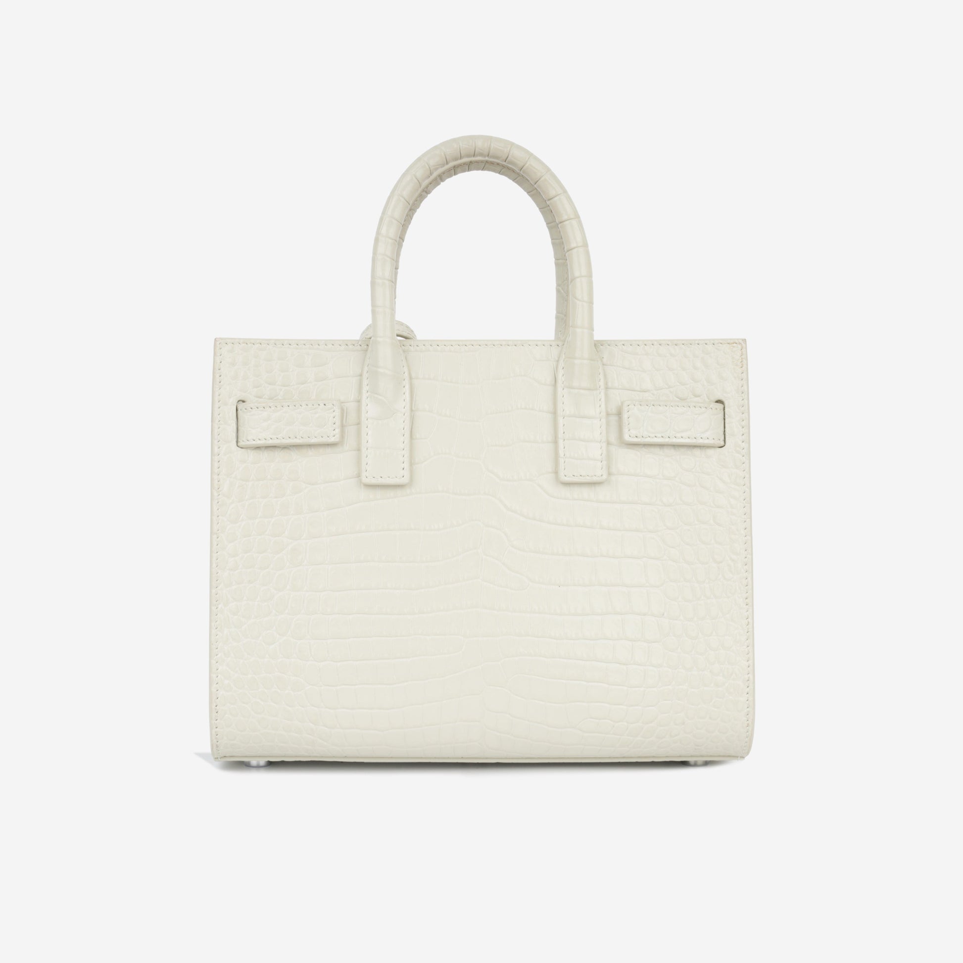 YSL Saint Laurent Nano Sac De Jour Crossbody Bag Jour White Croc