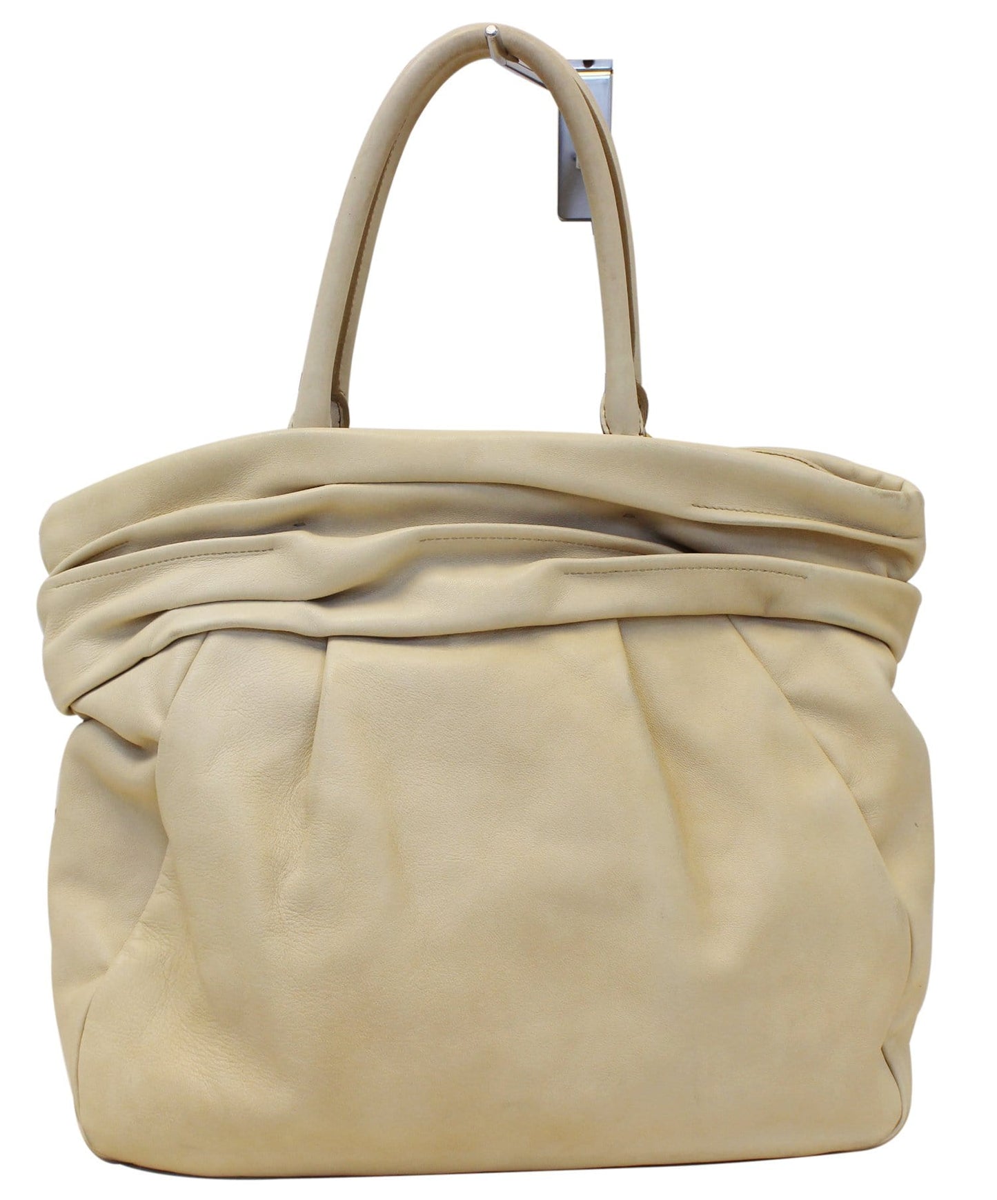 Nappa Frills Shopping Tote Bag Last Call Leather Beige