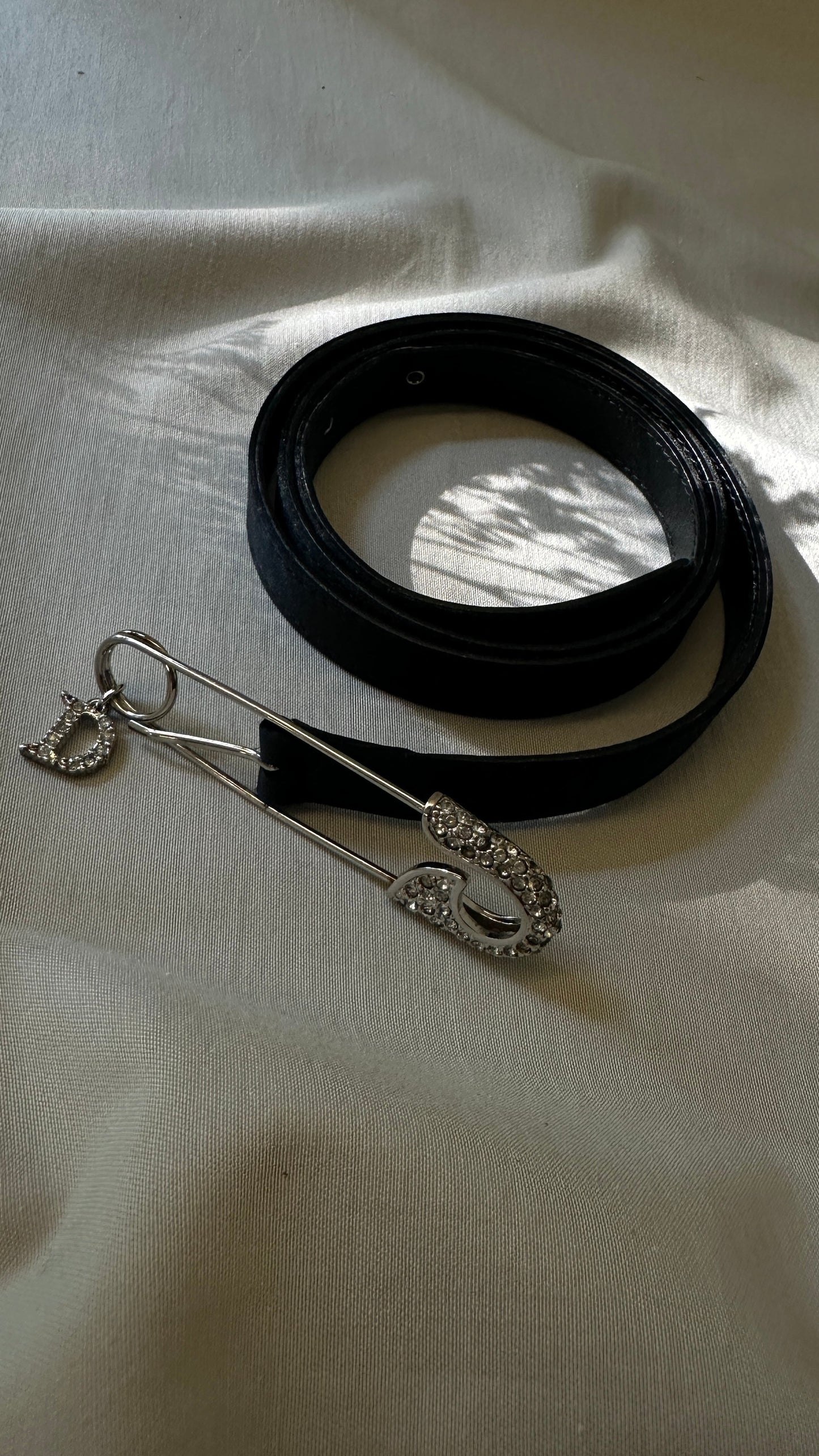 Dior Pin Belt Satin Black