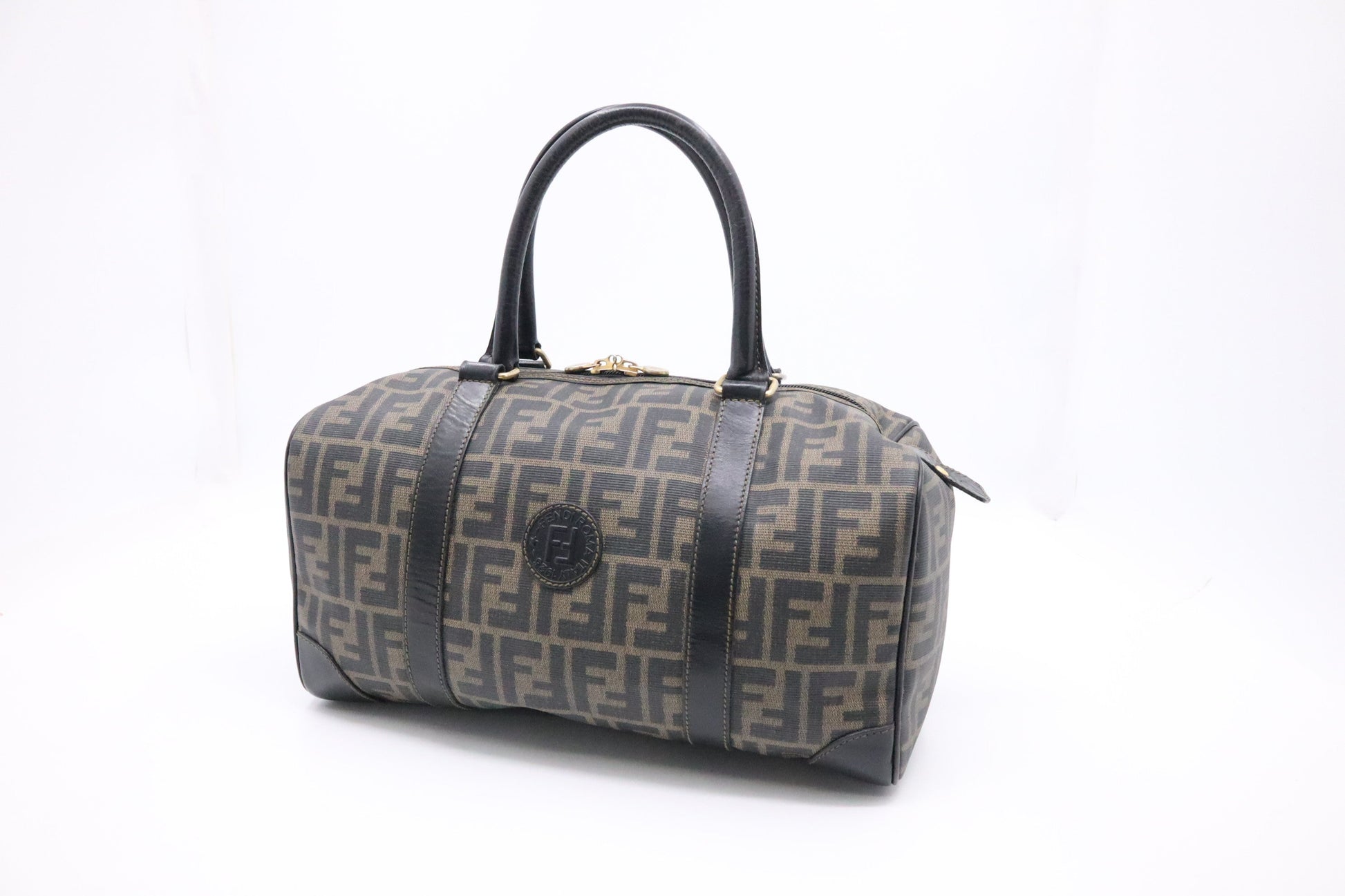 Fendi Boston Bag In Zucca Coated Canvas Travel Bag