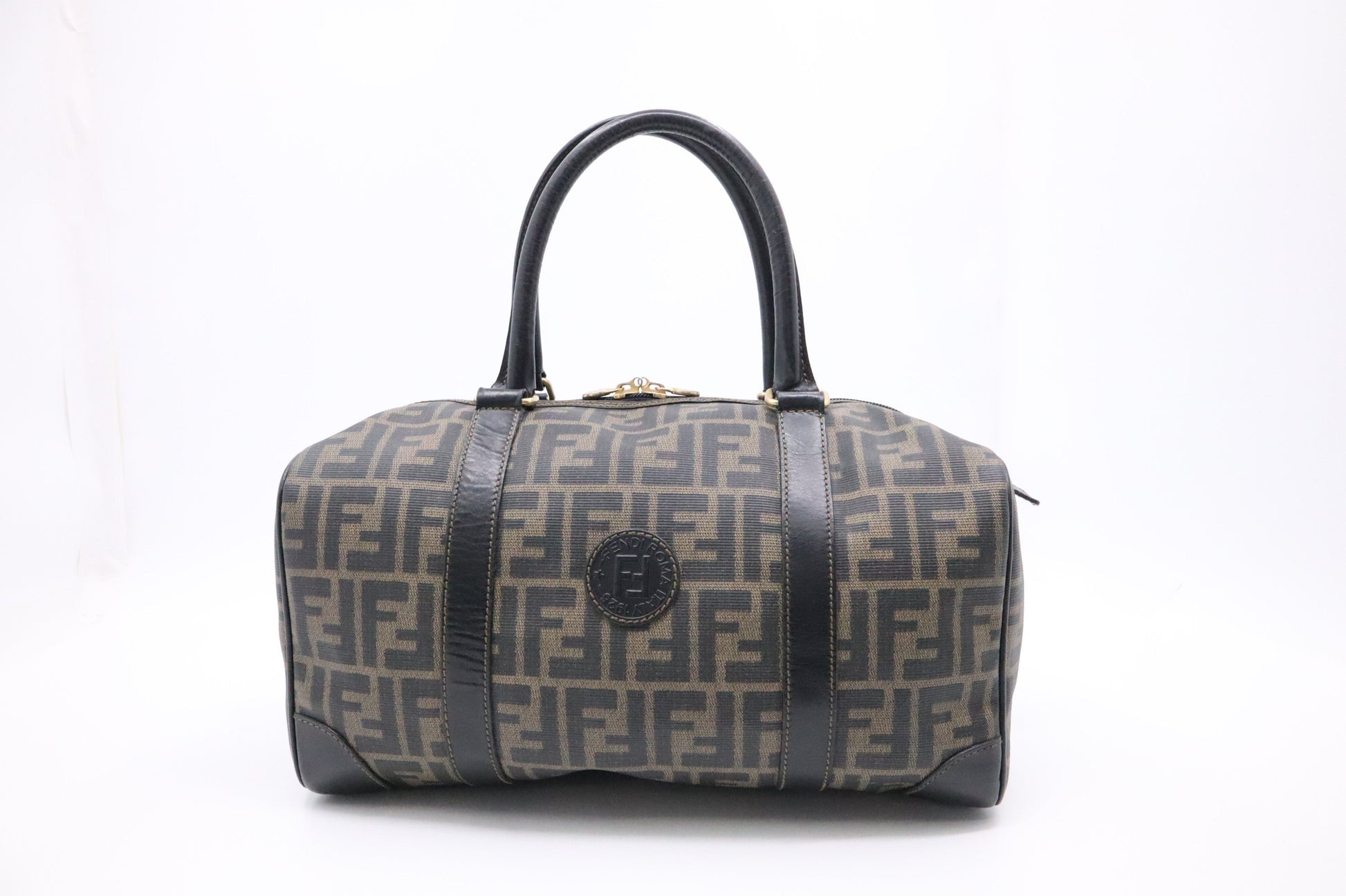 Fendi Boston Bag In Zucca Coated Canvas Travel Bag