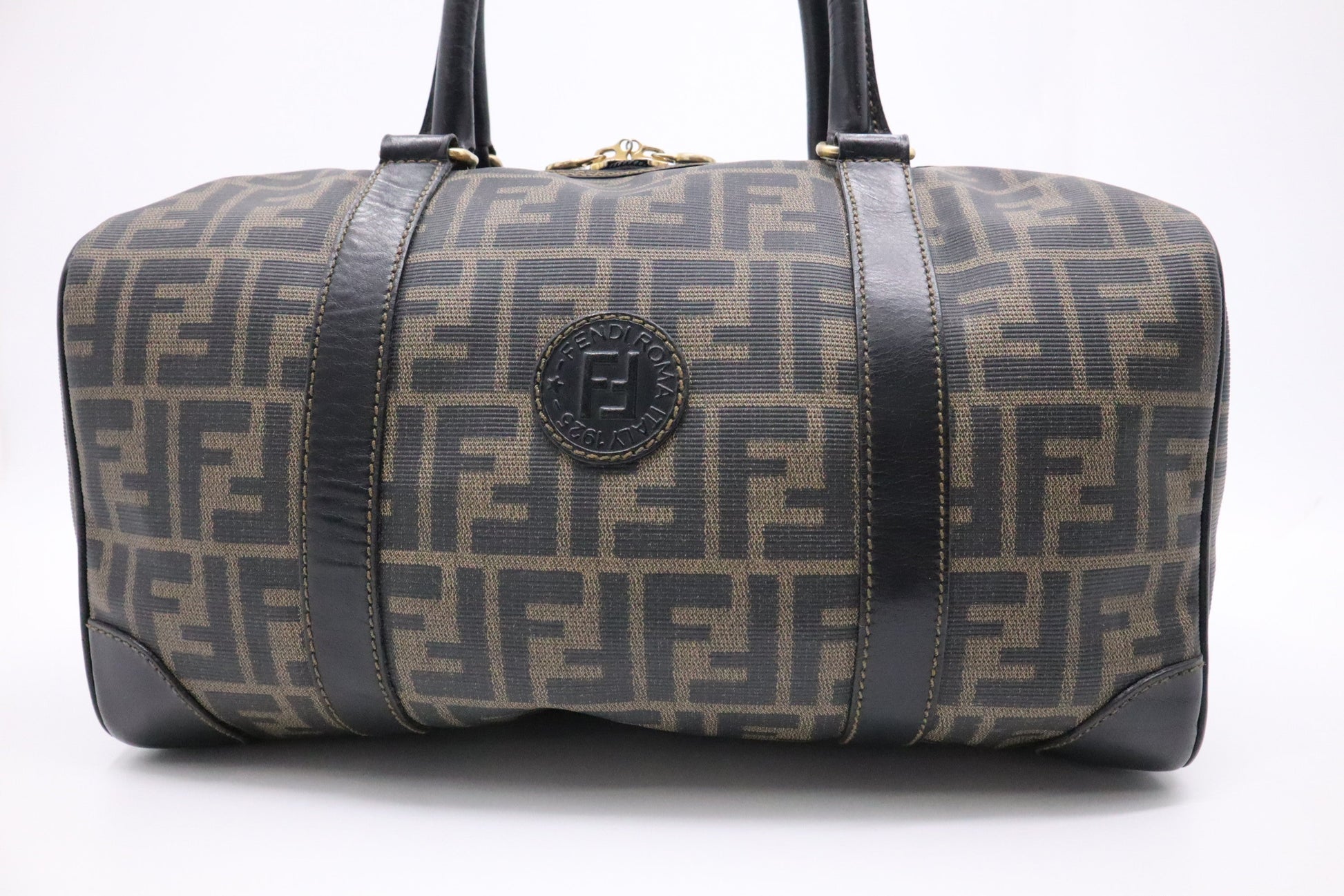 Fendi Boston Bag In Zucca Coated Canvas Travel Bag