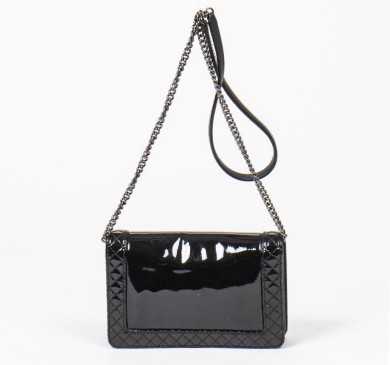 Chanel REVERSO PATENT BOY Leather Handbag