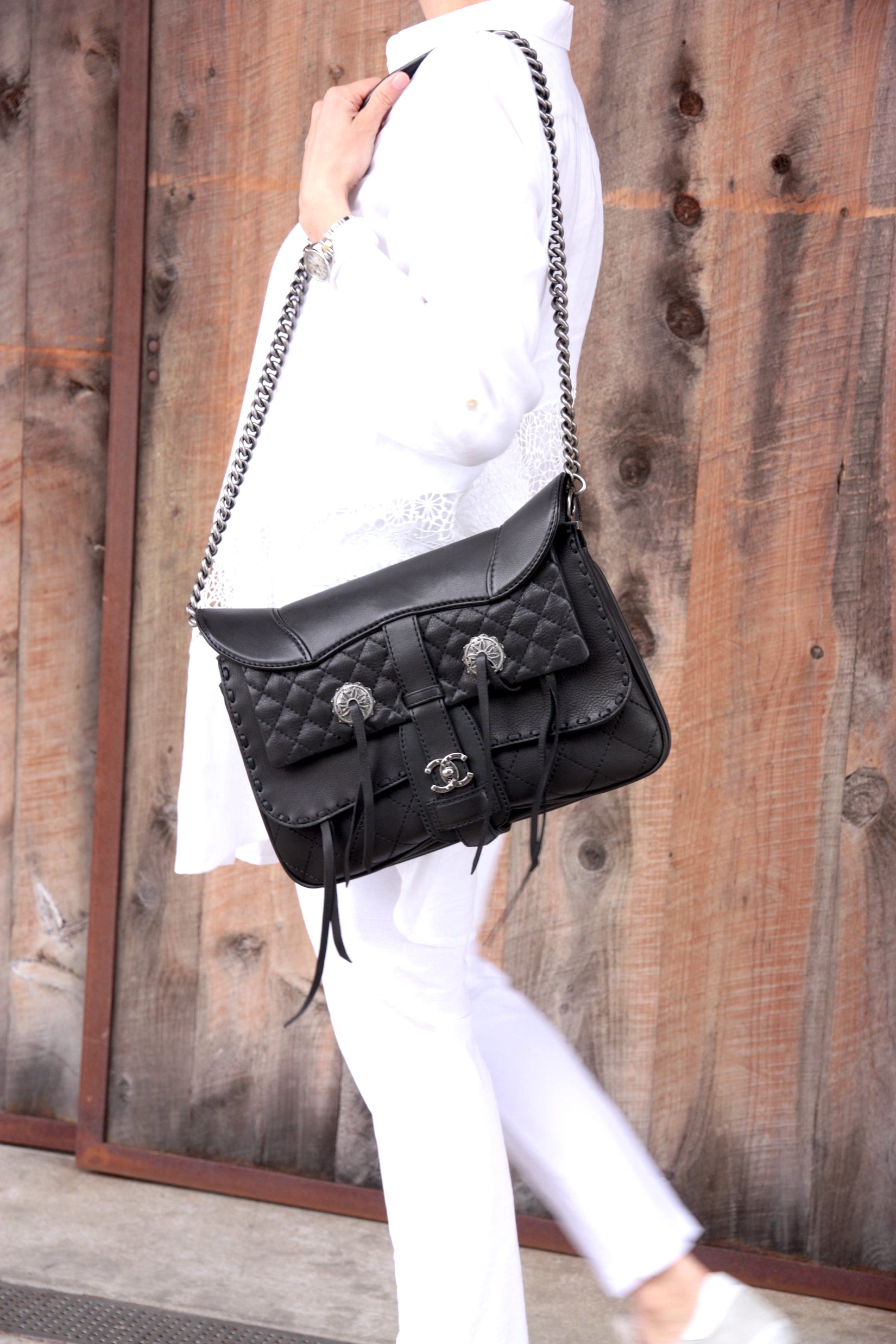 Chanel Black Paris Dallas Fringe Saddle Messenger Bag