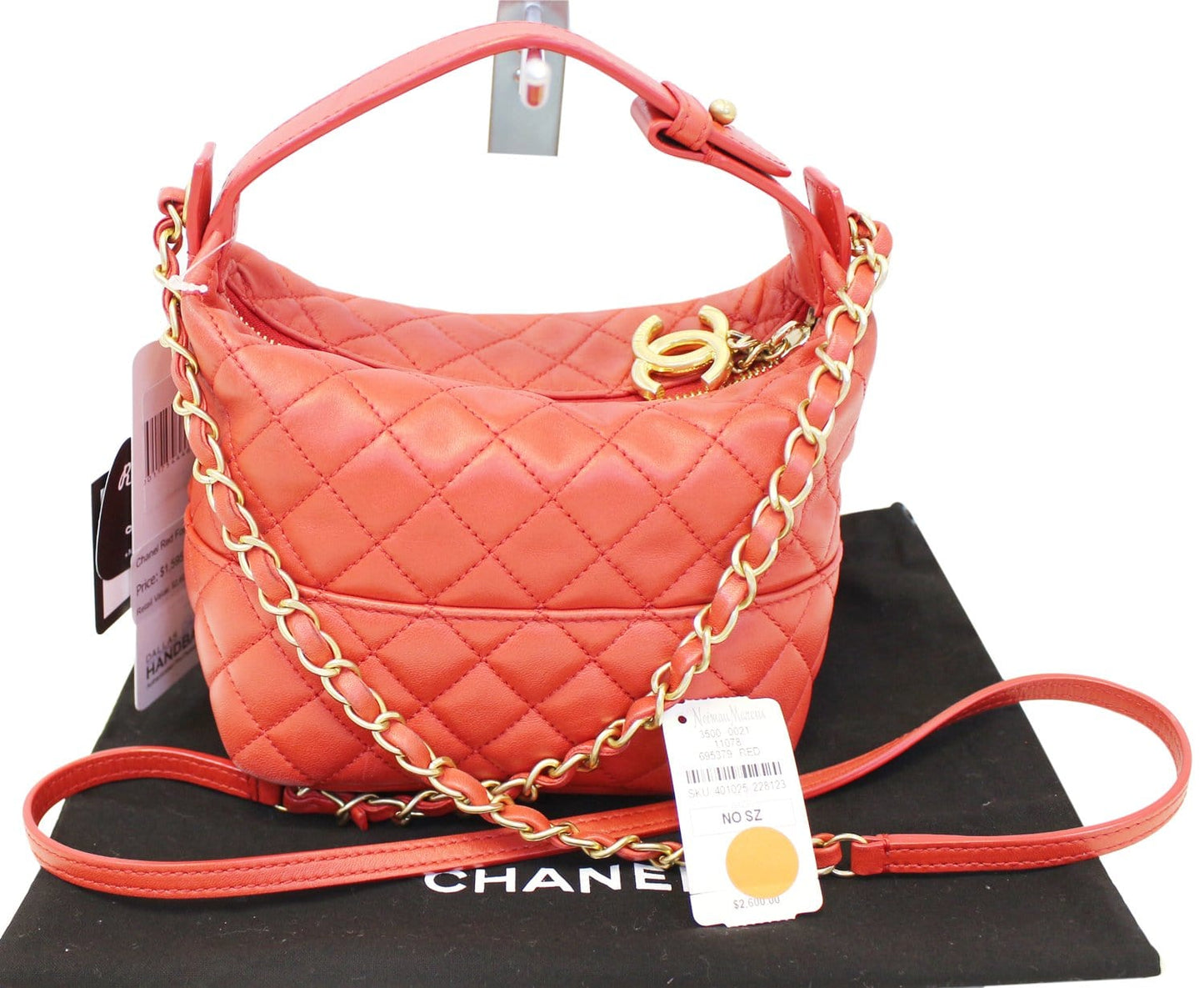 Chanel Quilted Forever Hobo Lambskin Red Travel Bag