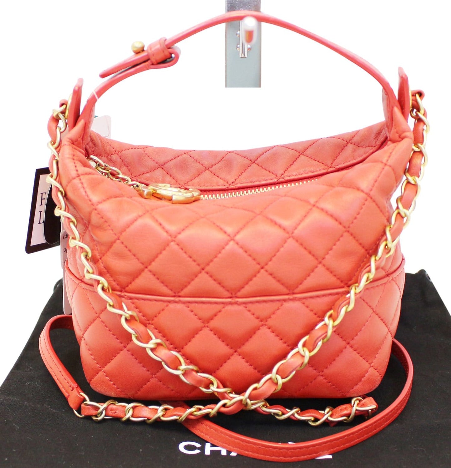 Chanel Quilted Forever Hobo Lambskin Red Travel Bag