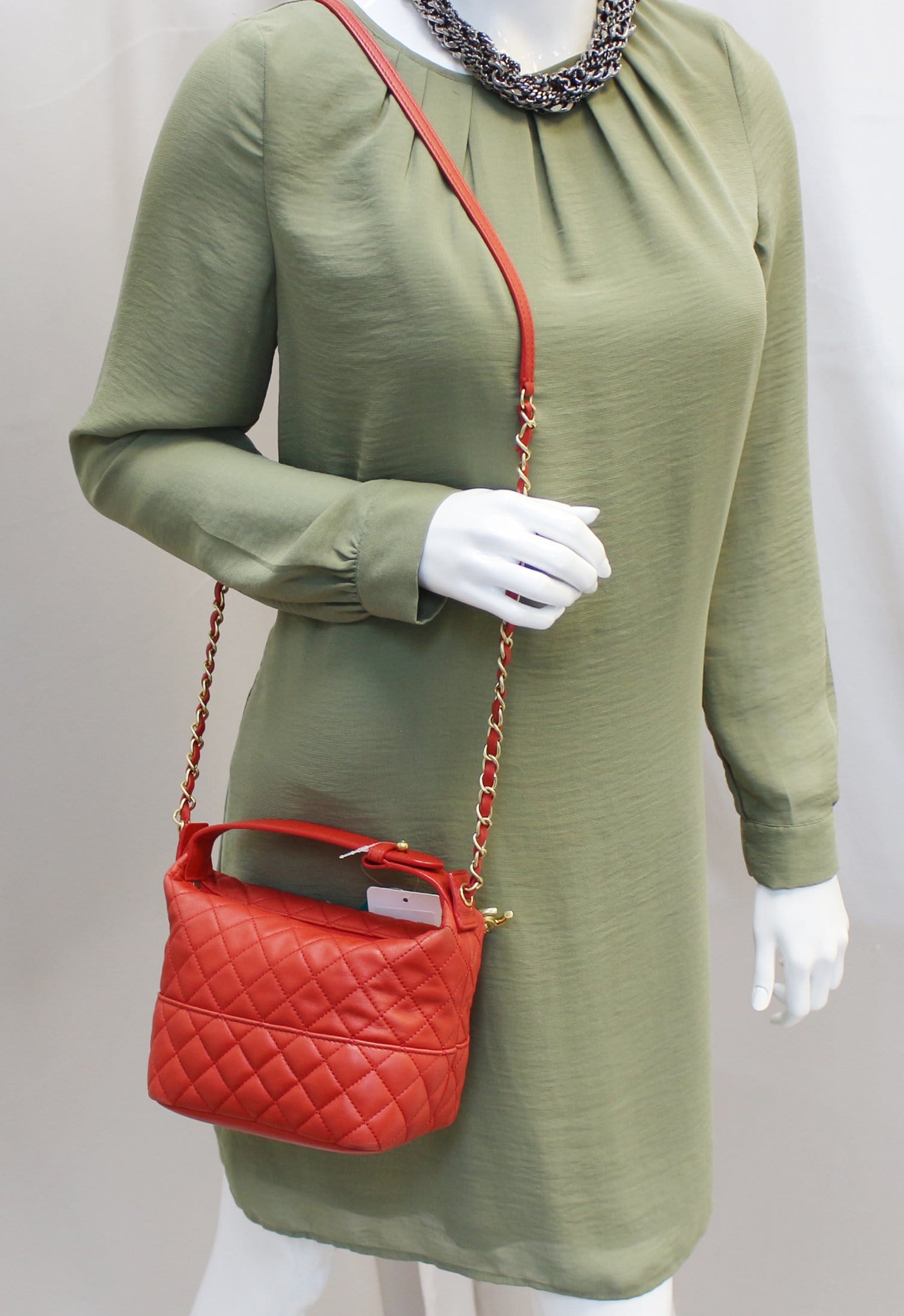 Chanel Quilted Forever Hobo Lambskin Red Travel Bag