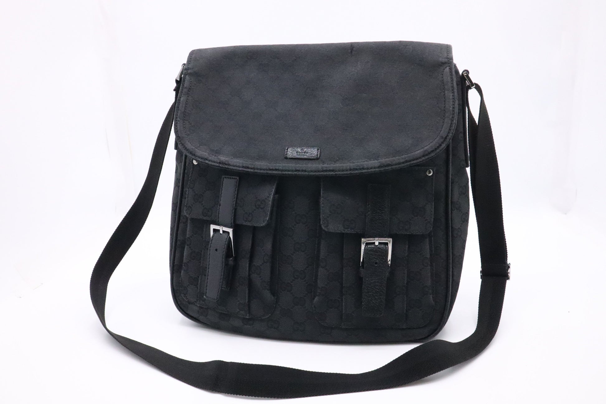 Gucci Messenger Bag In Canvas Black Travel Bag